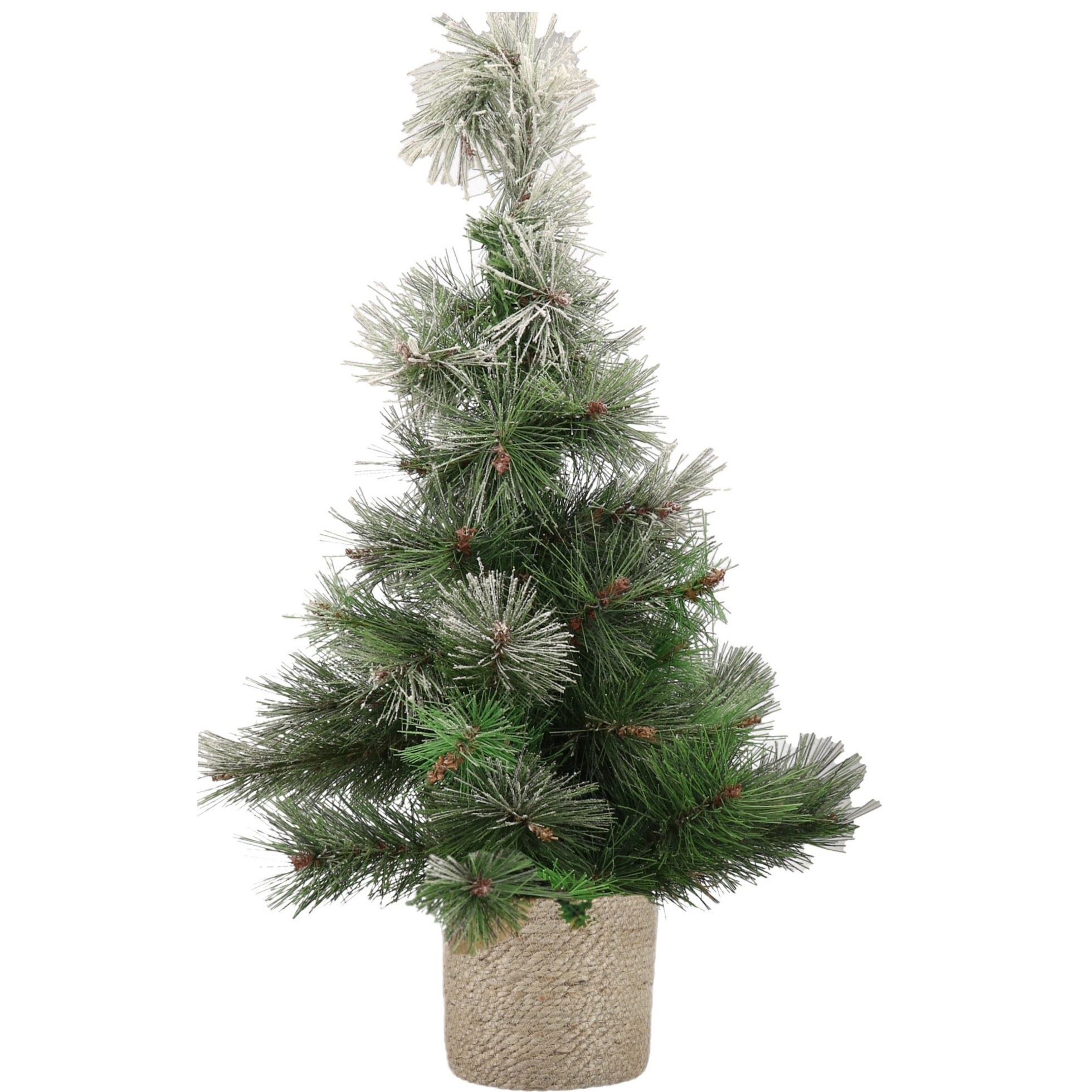 Besneeuwde kunstboom-kunst kerstboom 60 cm met naturel jute pot