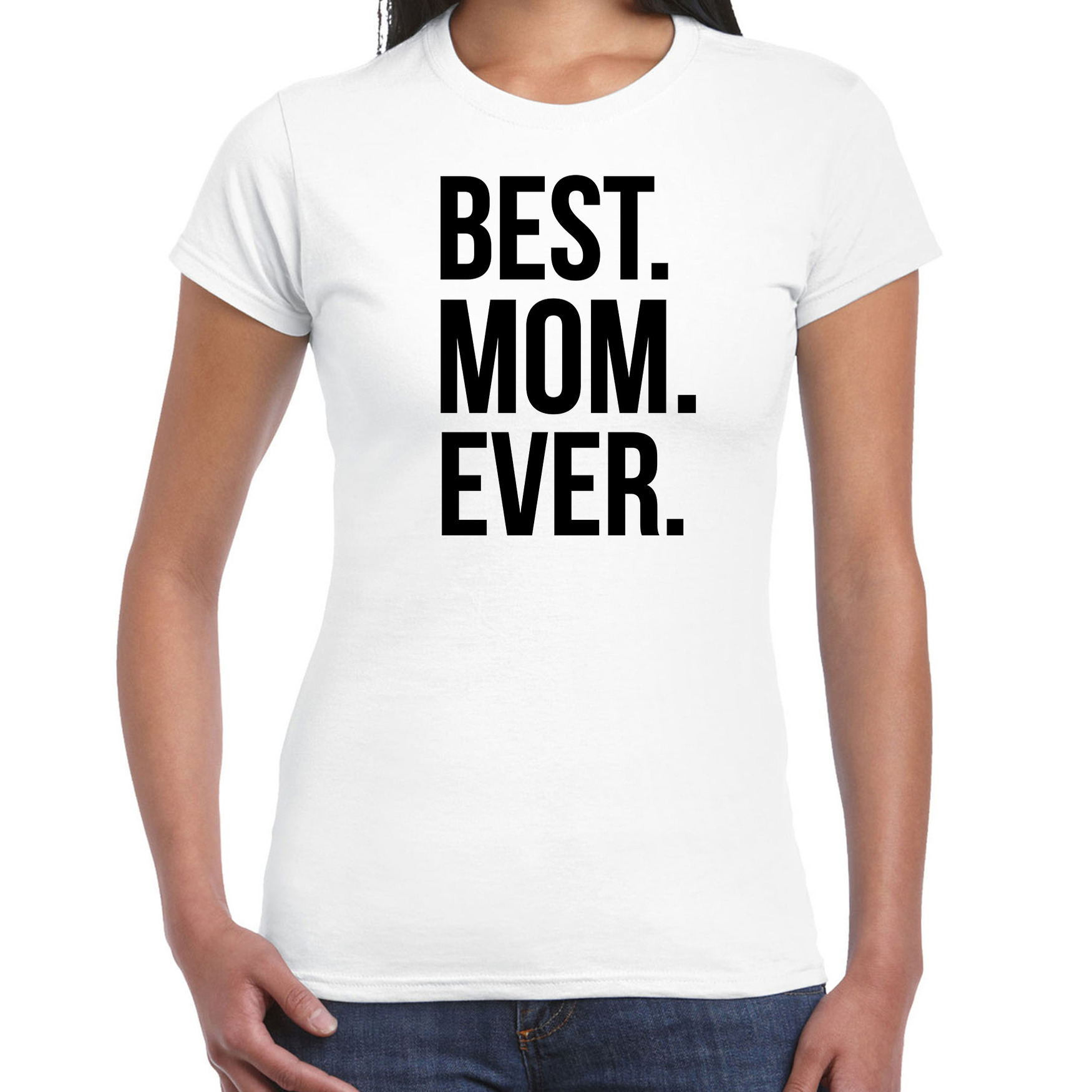 Best mom ever punt t-shirt wit voor dames moederdag cadeau shirt mama