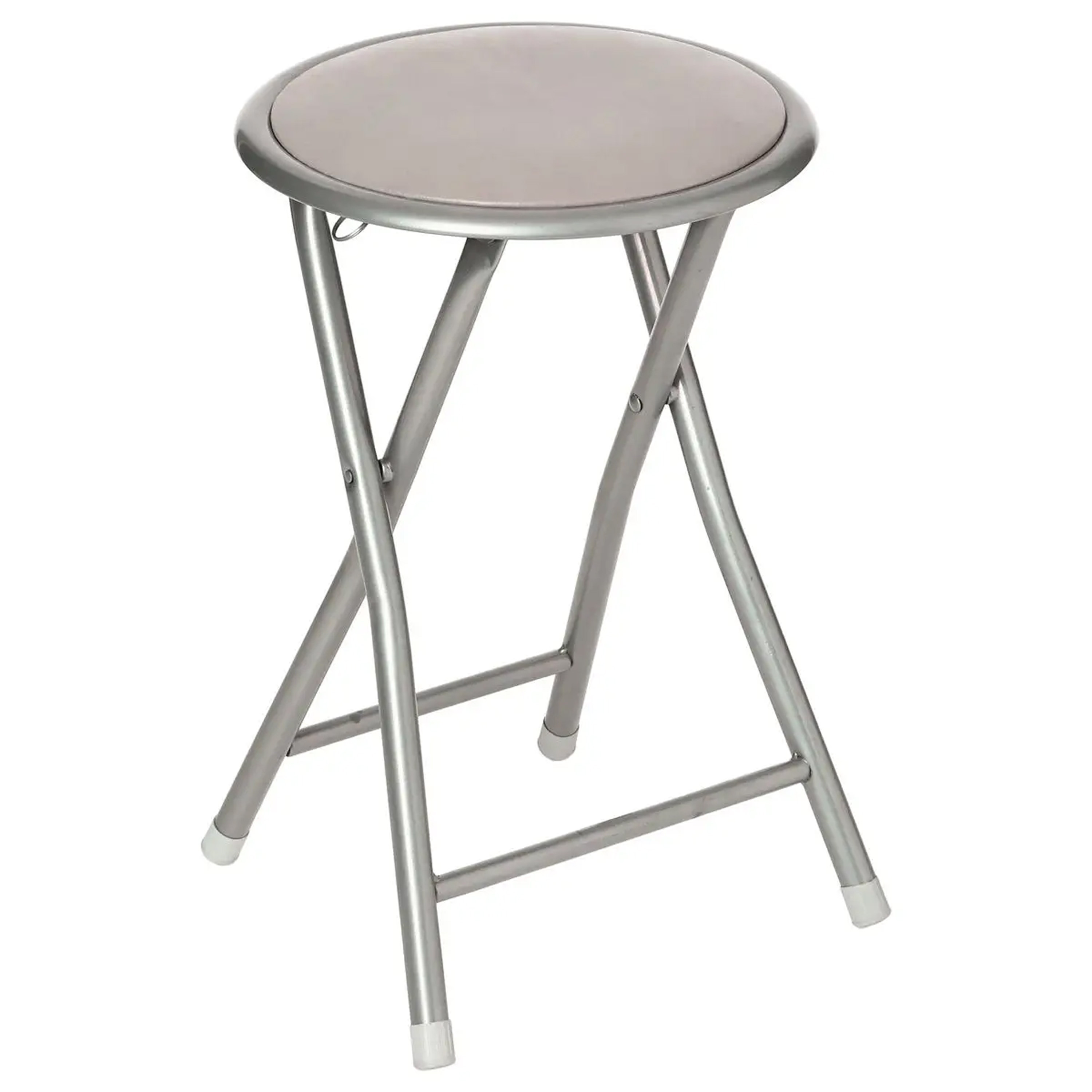 Bijzet krukje-stoel Opvouwbaar zilver-taupe 46 cm