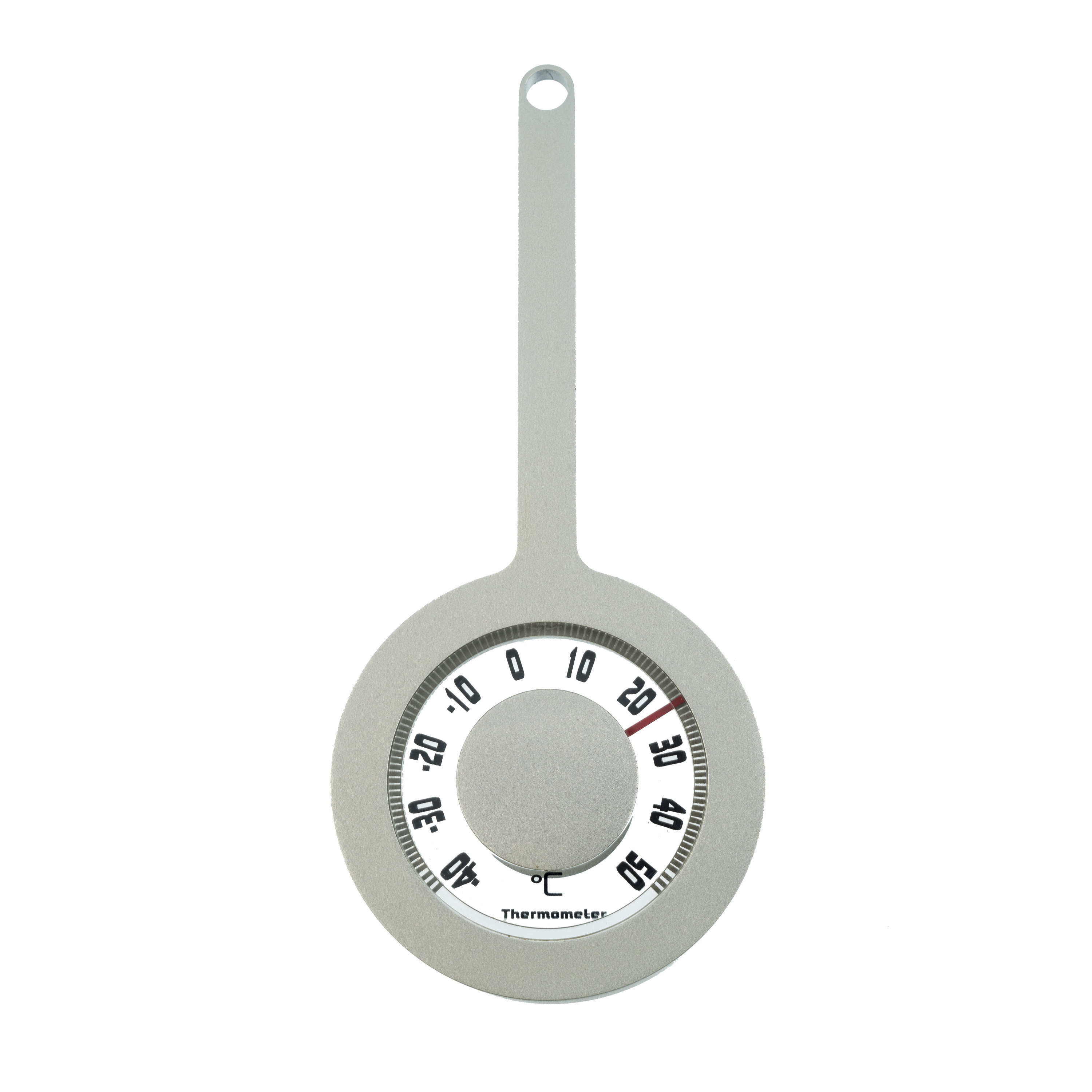Binnen-buiten ronde thermometers grijs van aluminium 16 cm met zuignap
