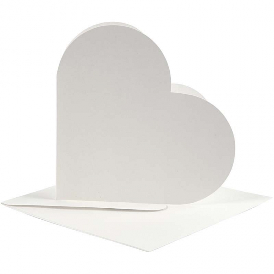 Blanco witte kaarten in hartvorm 10x stuks