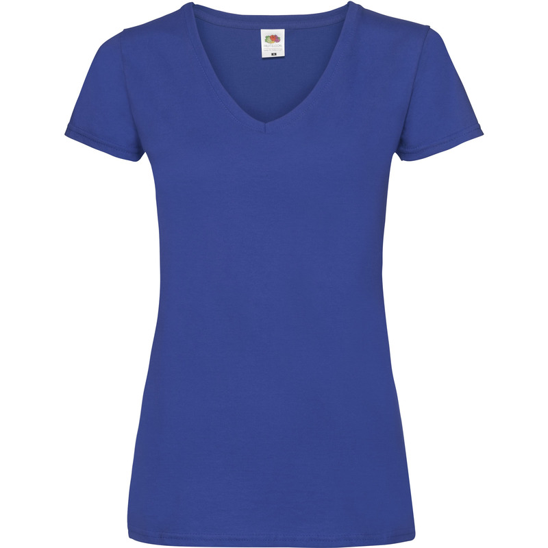 Blauw katoenen dames t-shirts met V-hals kopen
