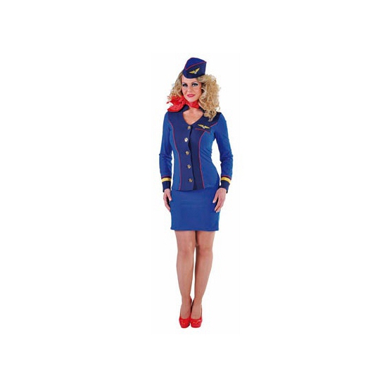 Blauw stewardessen uniform voor dames kopen
