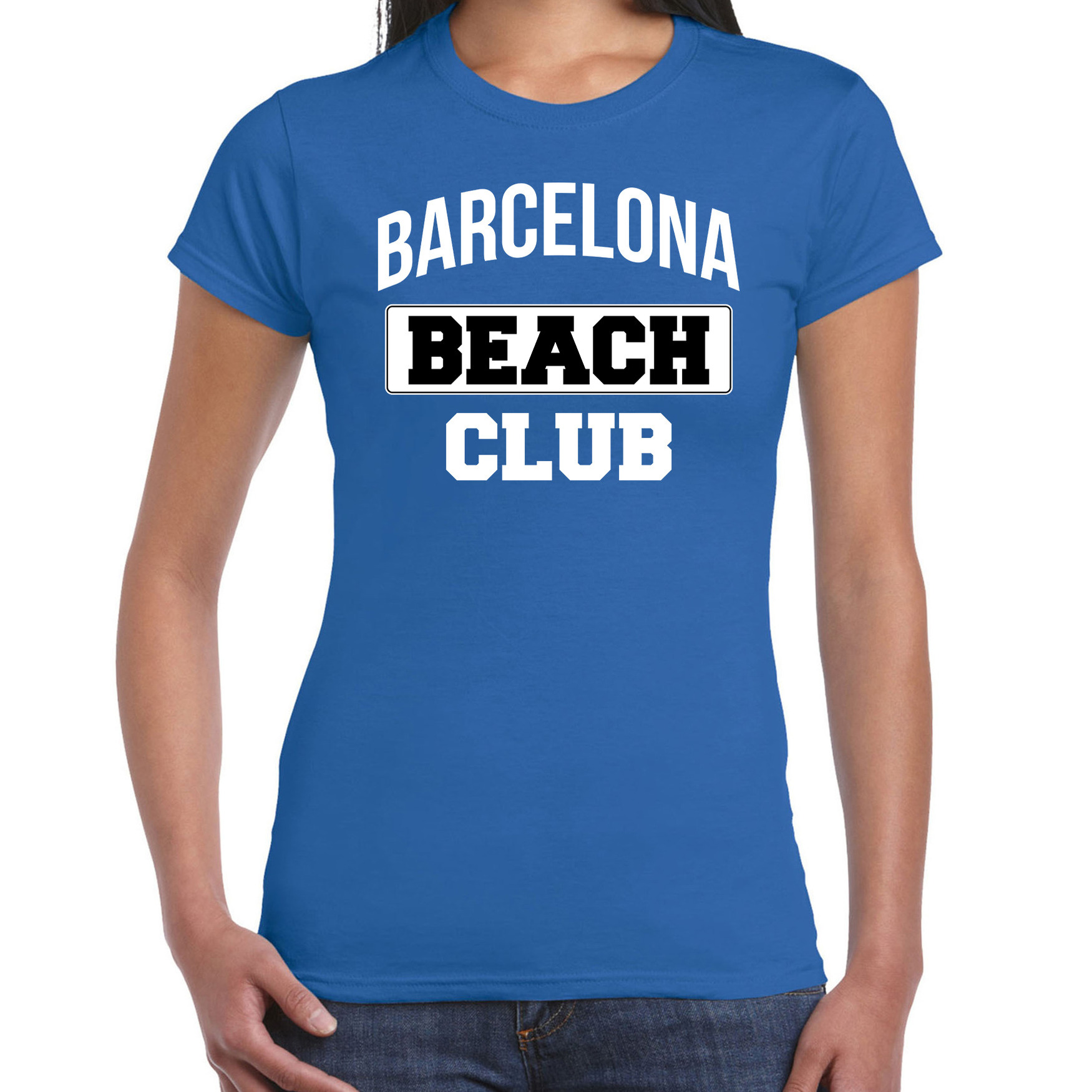 Blauw t-shirt Barcelona beach club voor dames