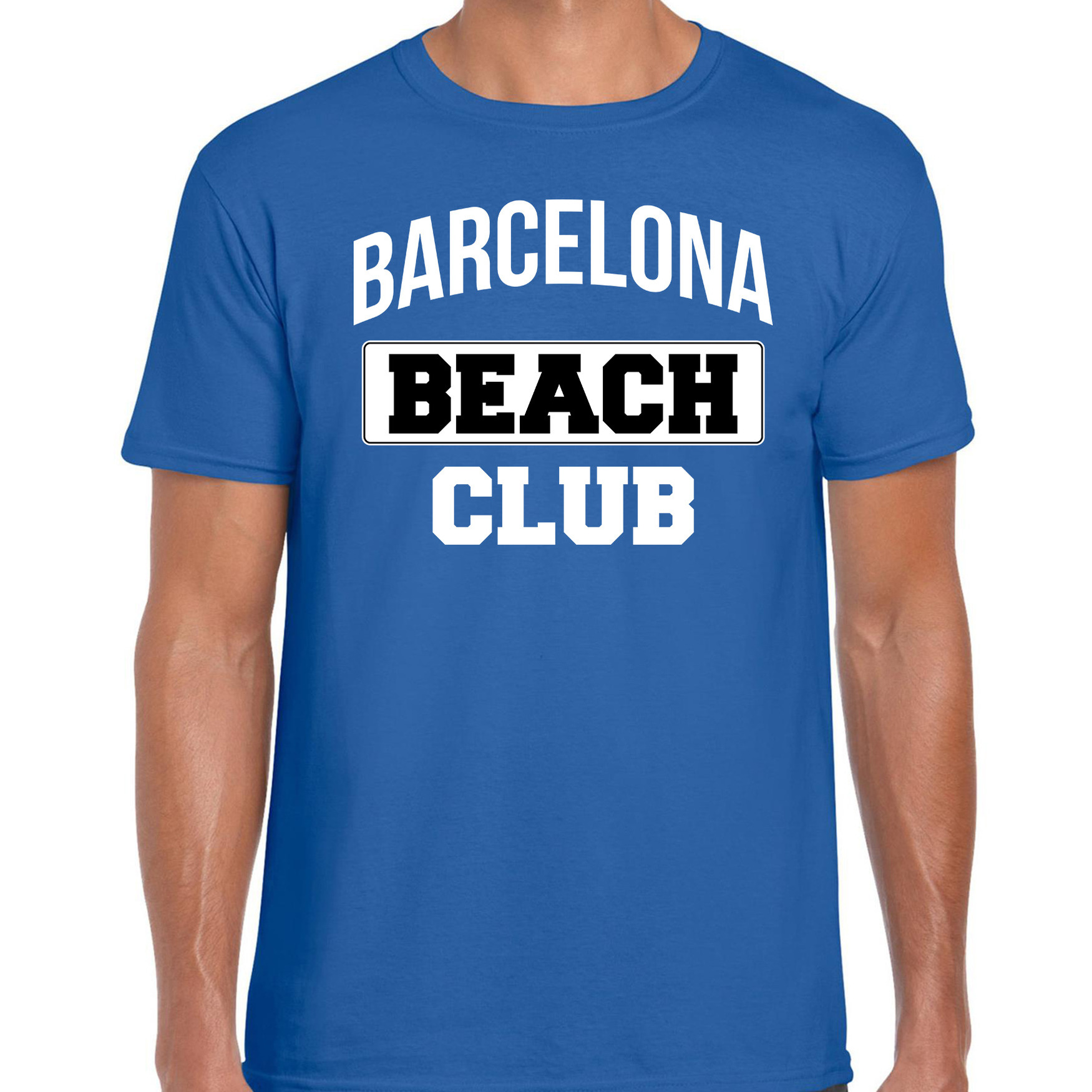 Blauw t-shirt Barcelona beach club voor heren