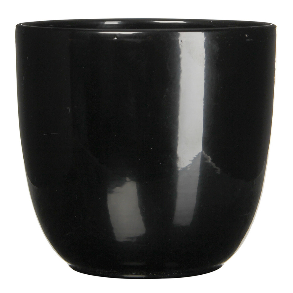 Bloempot zwart keramiek voor kamerplant H18.5 x D19.5 cm