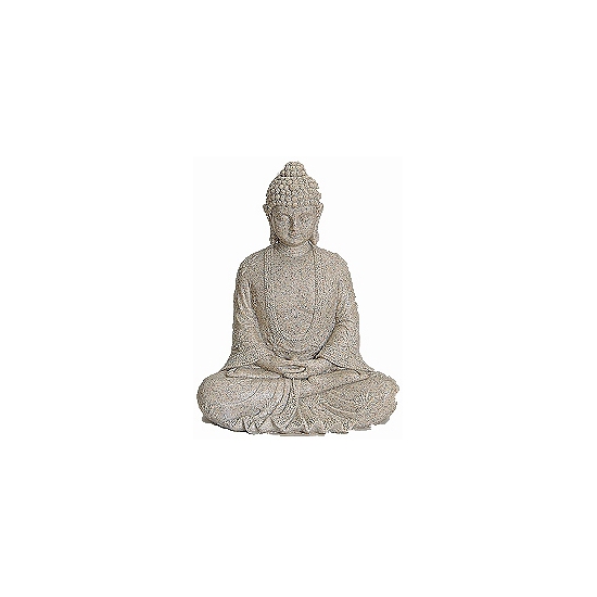 Boeddha beeldje marmer look polystone 19 x 23 cm binnen