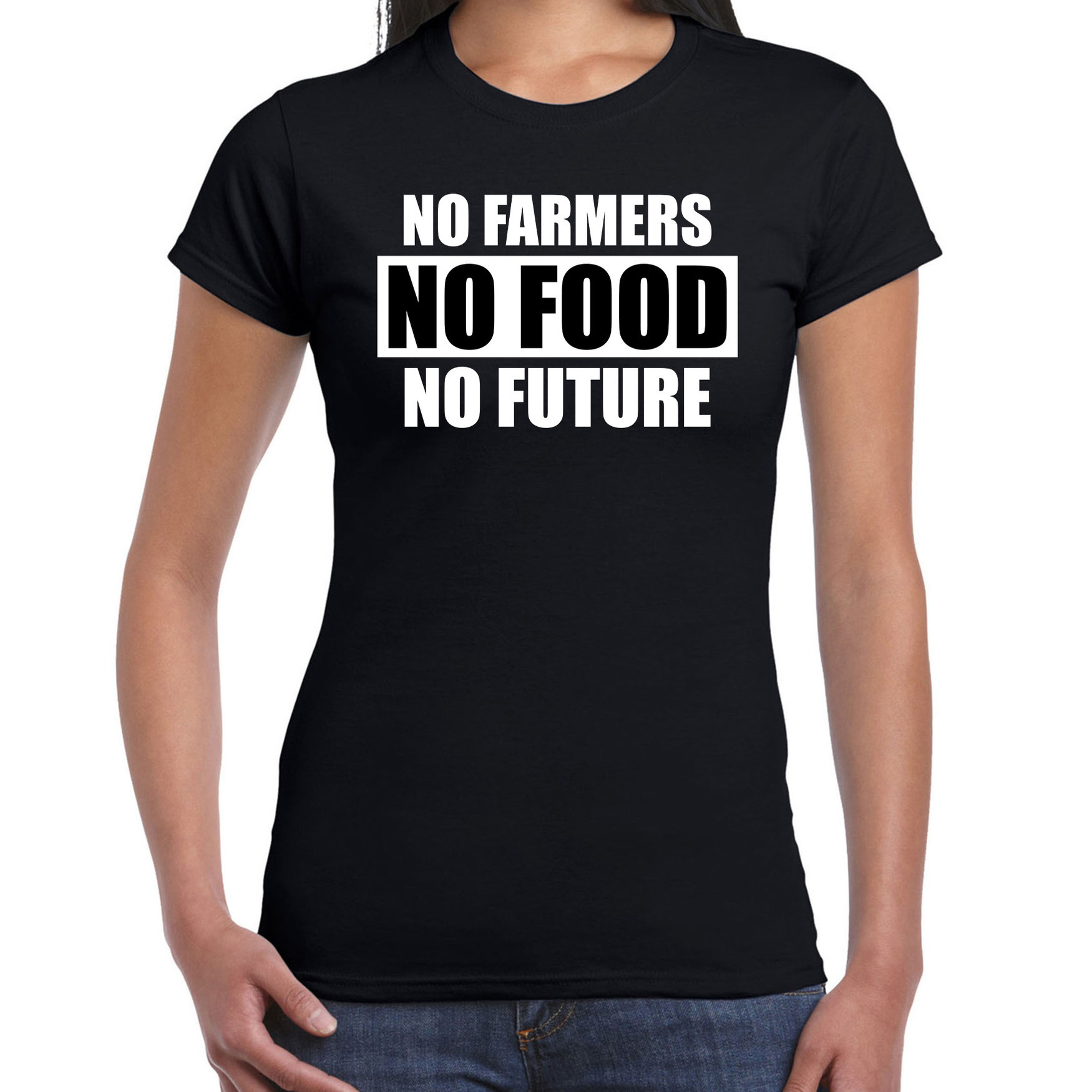 Boerenprotest shirt No farmers no food no future-Geen boeren geen voedsel geen toekomst t-shirt zwar