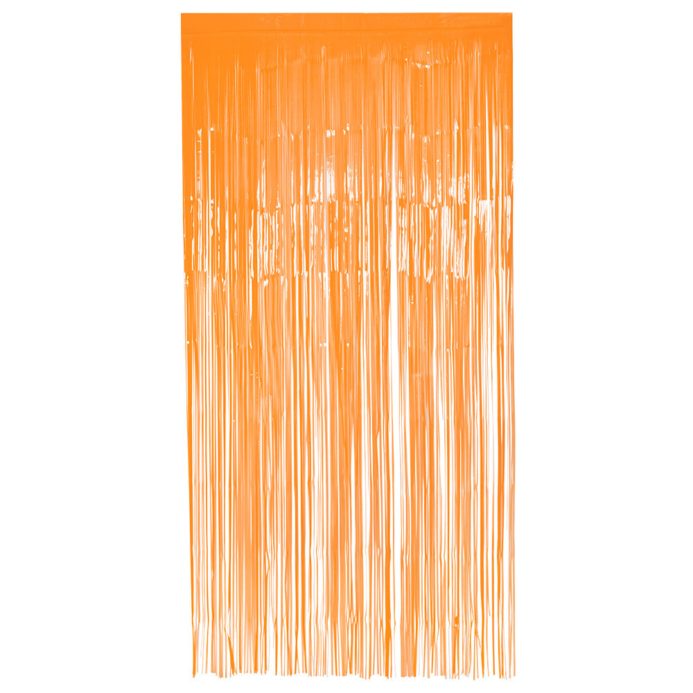 Boland Folie deurgordijn-feestgordijn neon fluor oranje 100 x 200 cm Versiering