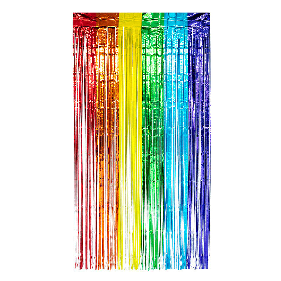 Boland Folie deurgordijn-feestgordijn regenboog kleuren 100 x 200 cm Versiering