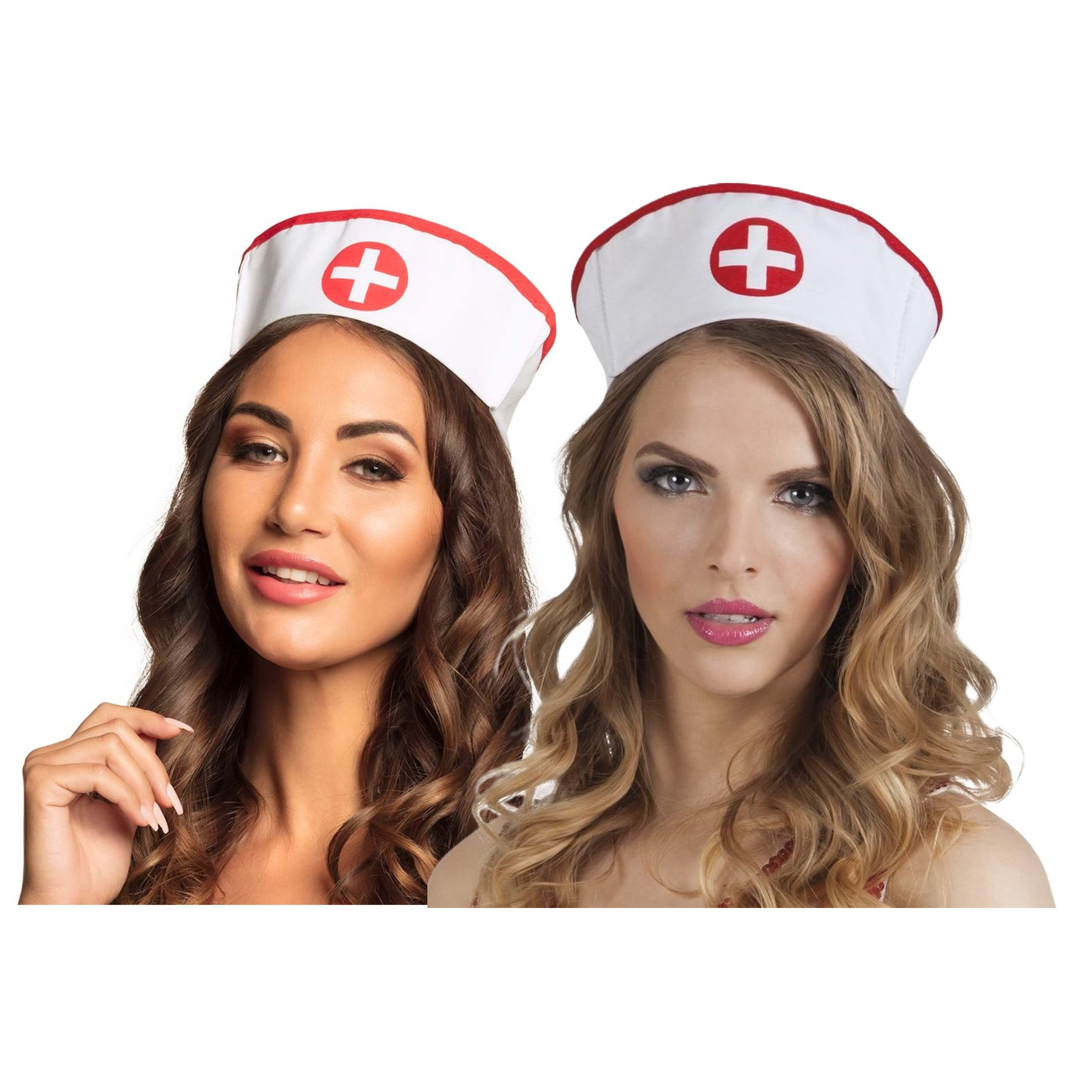 Boland Zuster-verpleegster kapje-hoedje 2x carnaval verkleed accessoire