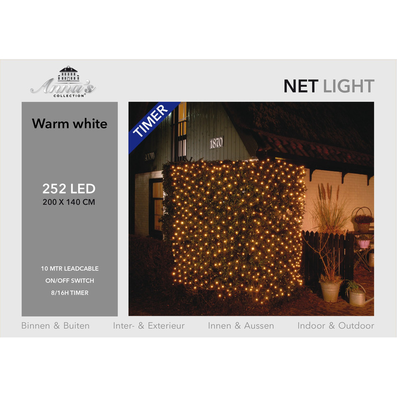 Boomverlichting lichtnet met timer warm wit 200 x 140 cm