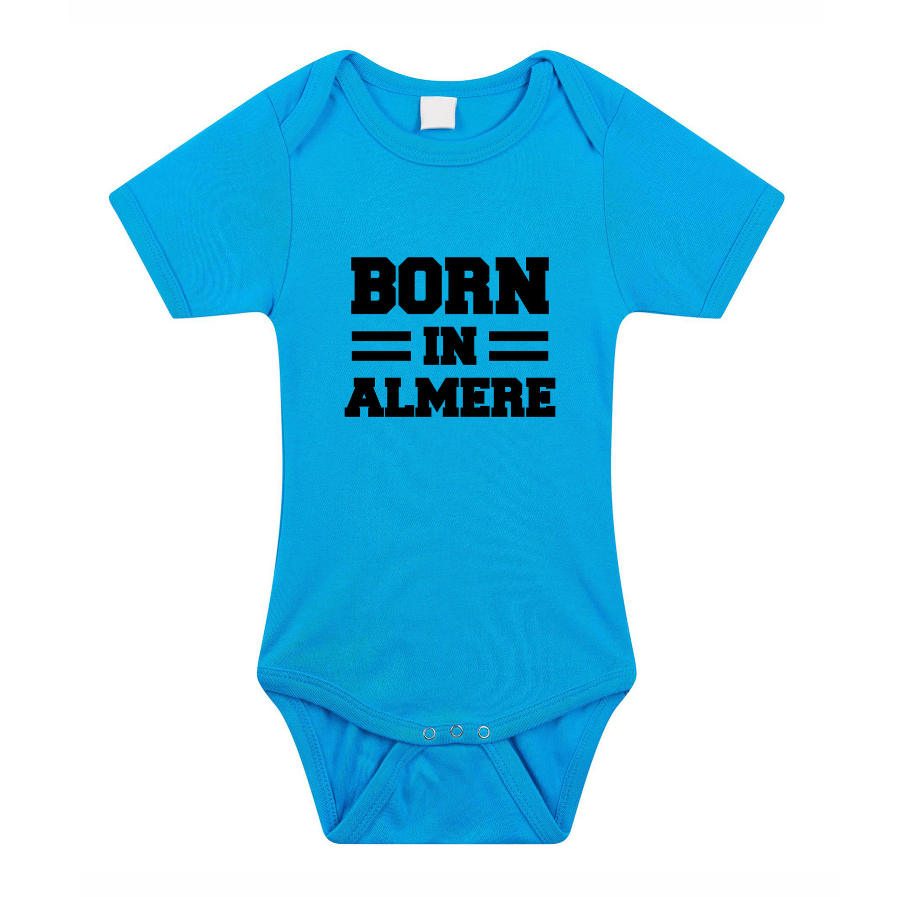 Born in Almere kraamcadeau rompertje blauw jongens