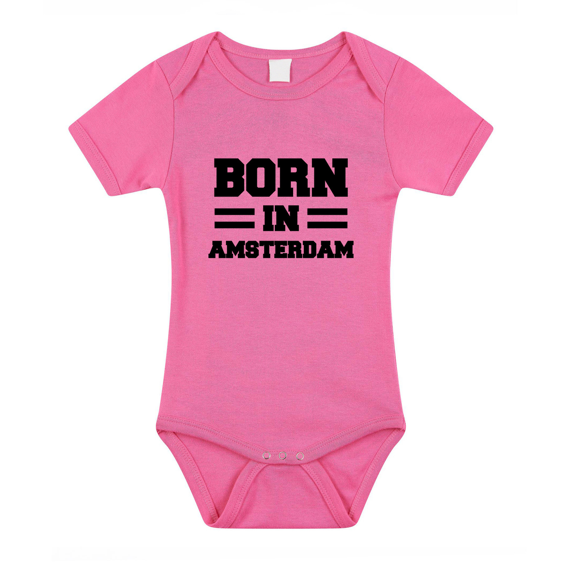 Born in Amsterdam kraamcadeau rompertje roze meisjes