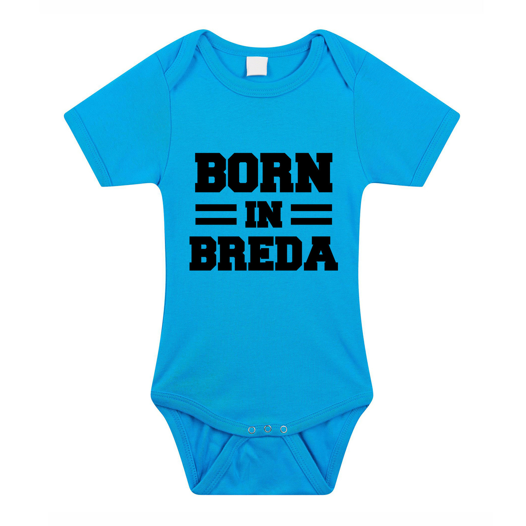 Born in Breda kraamcadeau rompertje blauw jongens