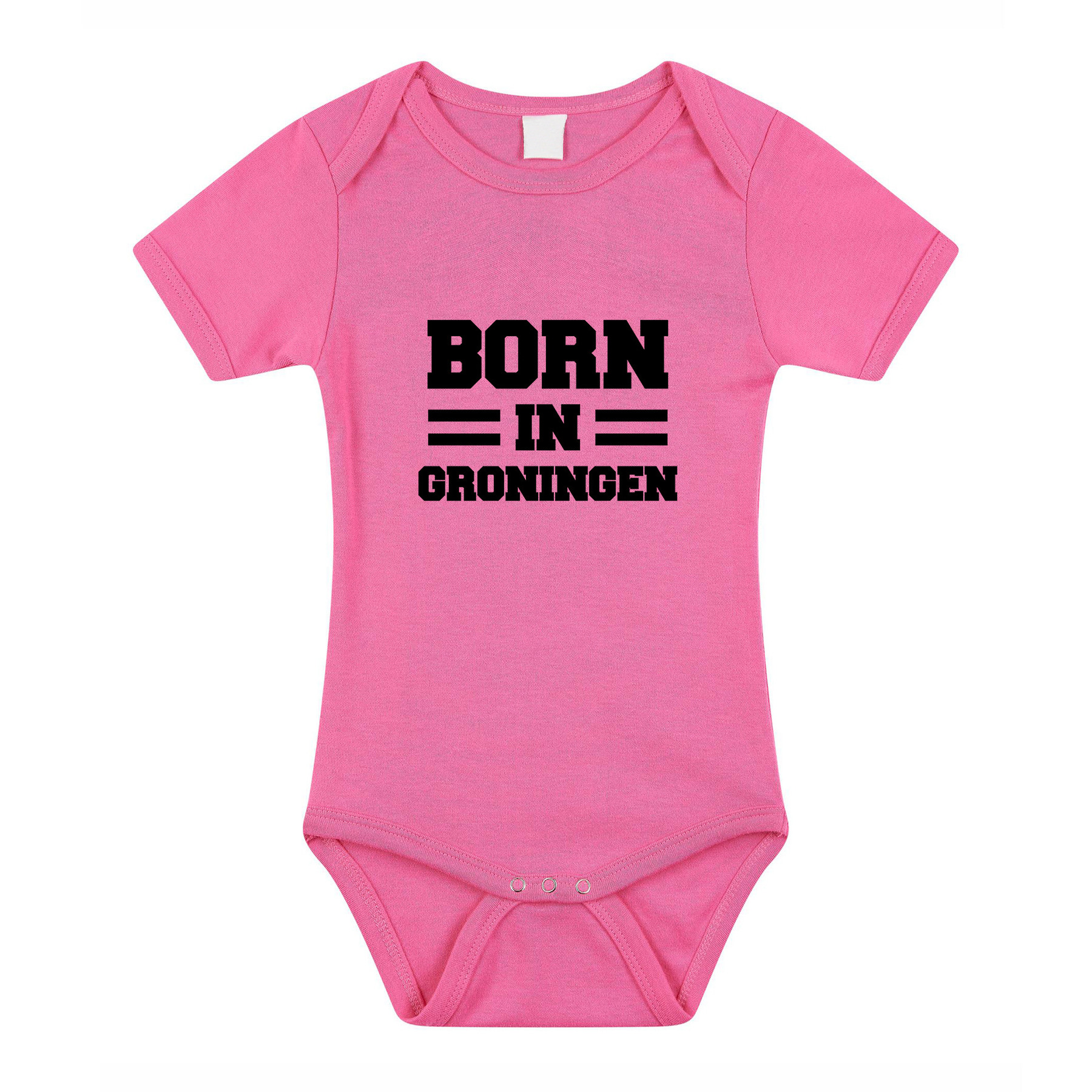 Born in Groningen kraamcadeau rompertje roze meisjes