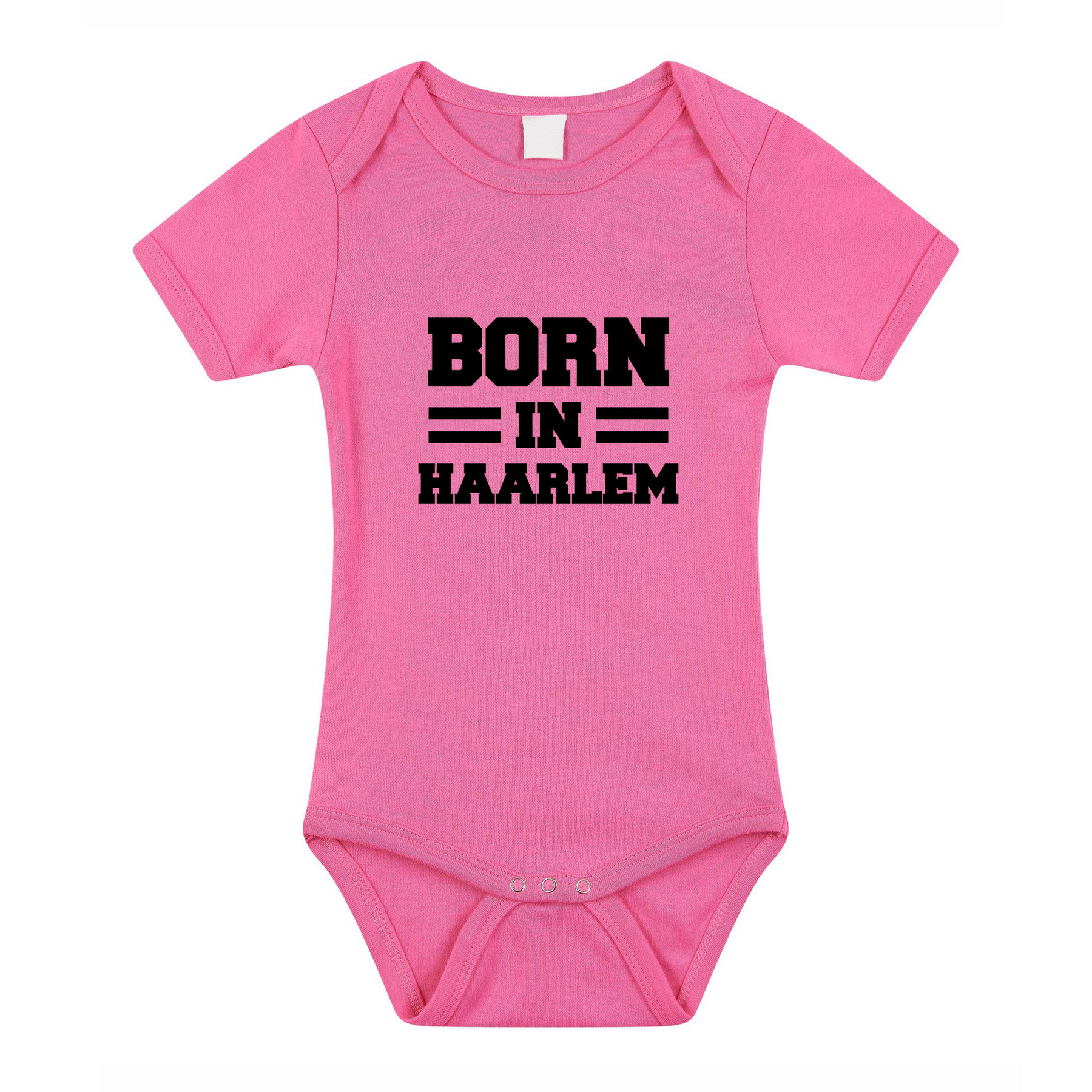 Born in Haarlem kraamcadeau rompertje roze meisjes
