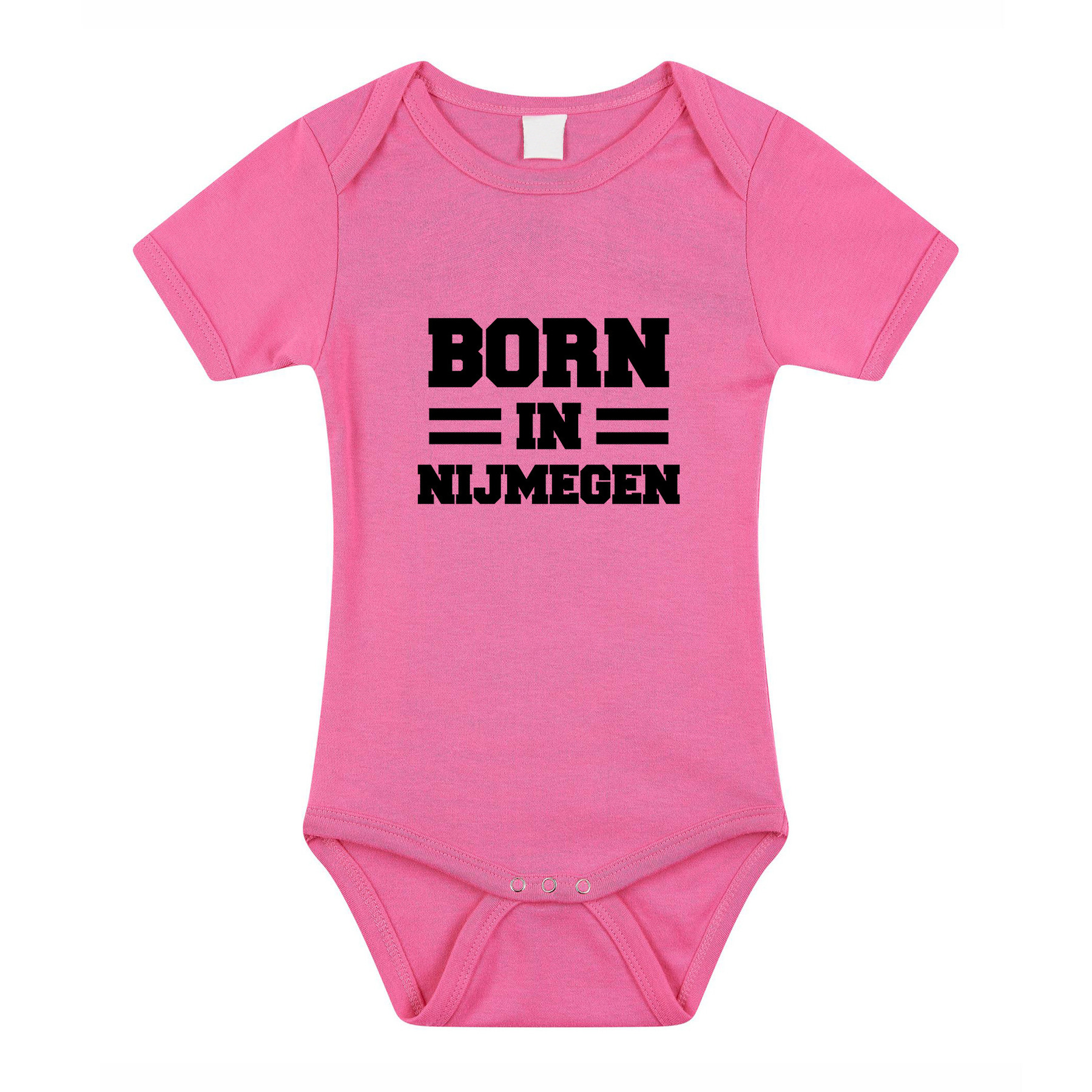 Born in Nijmegen kraamcadeau rompertje roze meisjes