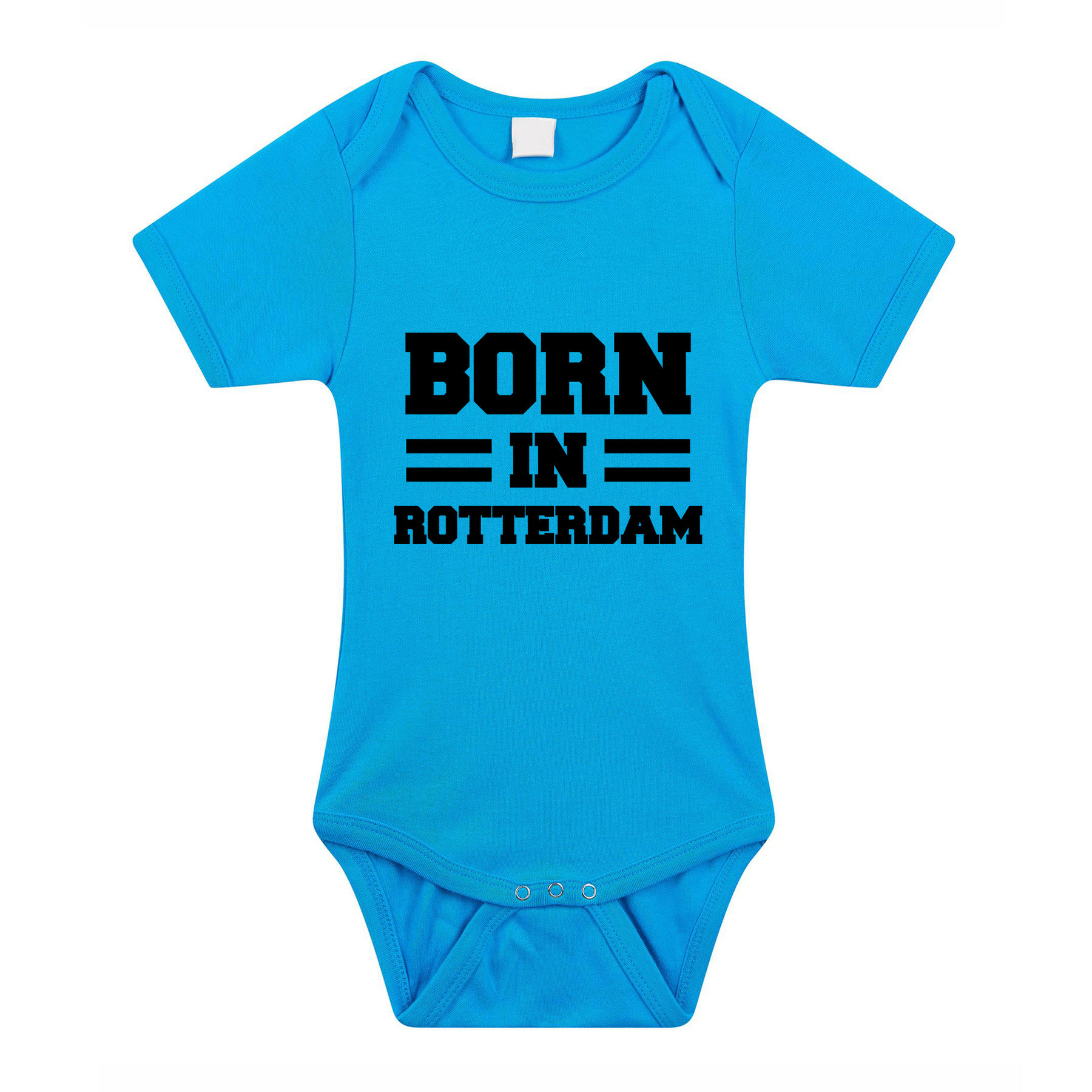 Born in Rotterdam kraamcadeau rompertje blauw jongens