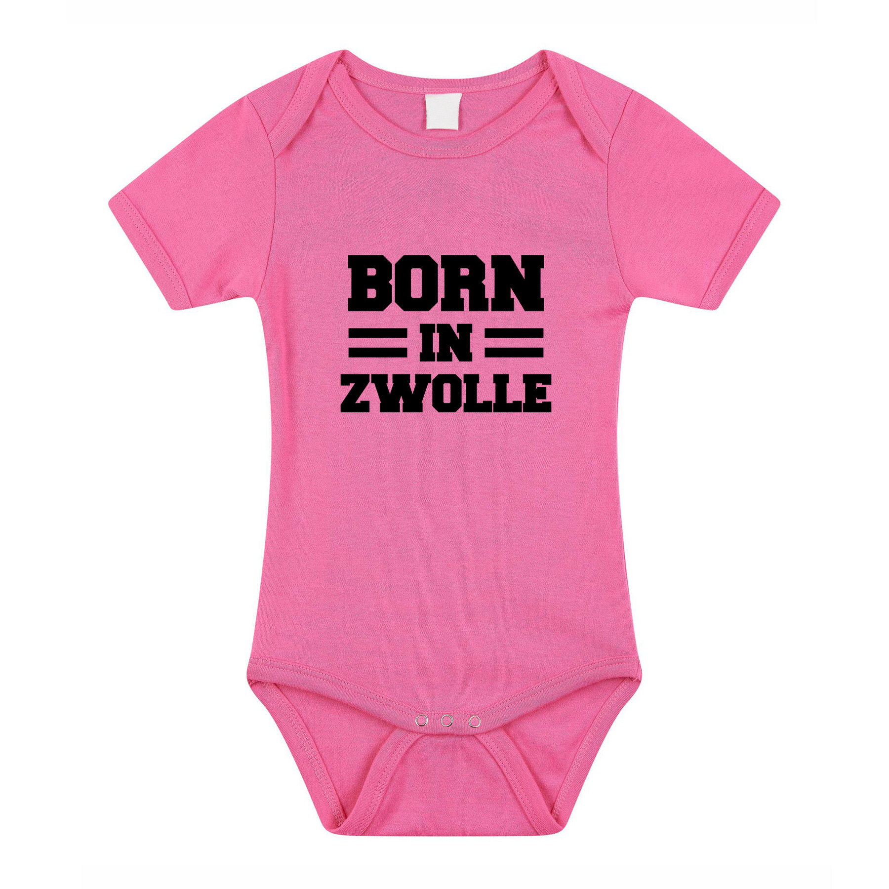 Born in Zwolle kraamcadeau rompertje roze meisjes
