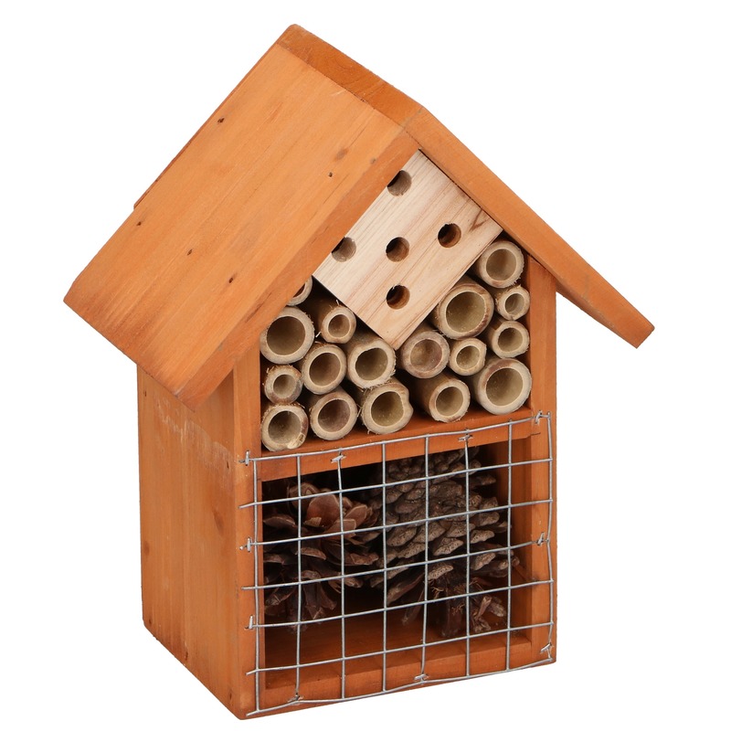 Bruin huisje voor insecten 19 cm vlinderhuis-bijenhuis-wespenhotel