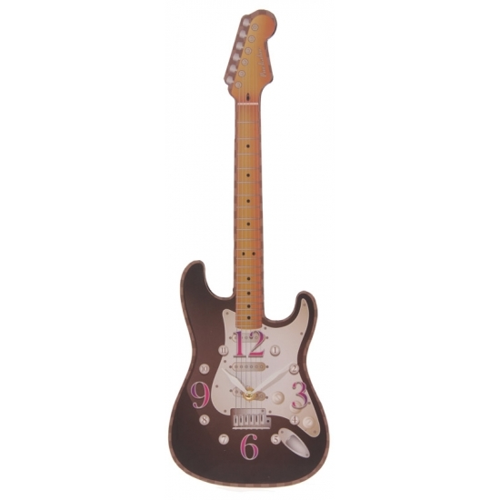 Bruine elektrische gitaar klok 50 cm
