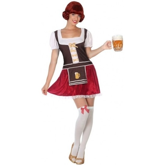 Bruine-rode bierfeest-oktoberfest jurkje verkleedkleding voor dames
