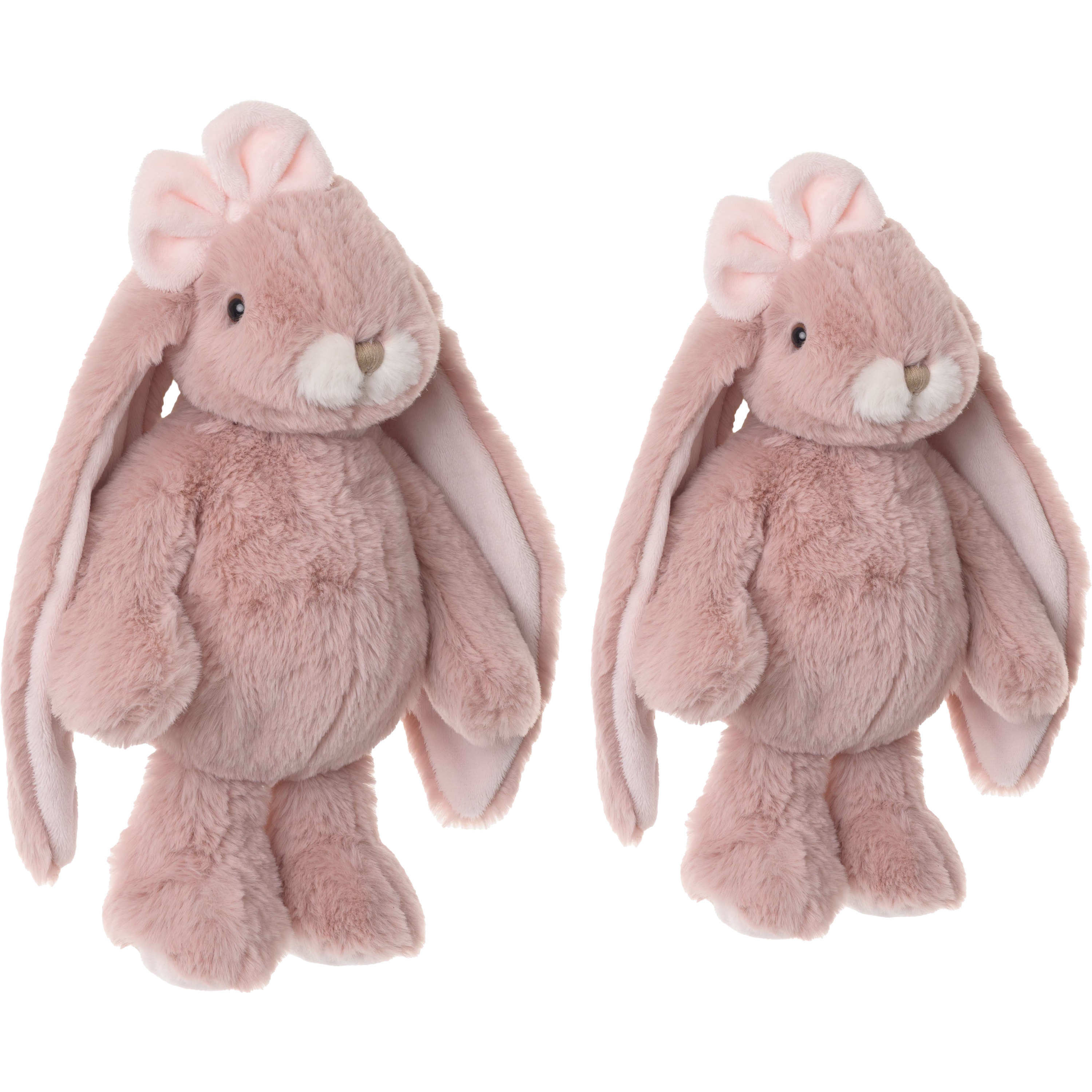 Bukowski pluche knuffel konijnen set 2x stuks oud roze 22 en 30 cm luxe knuffels