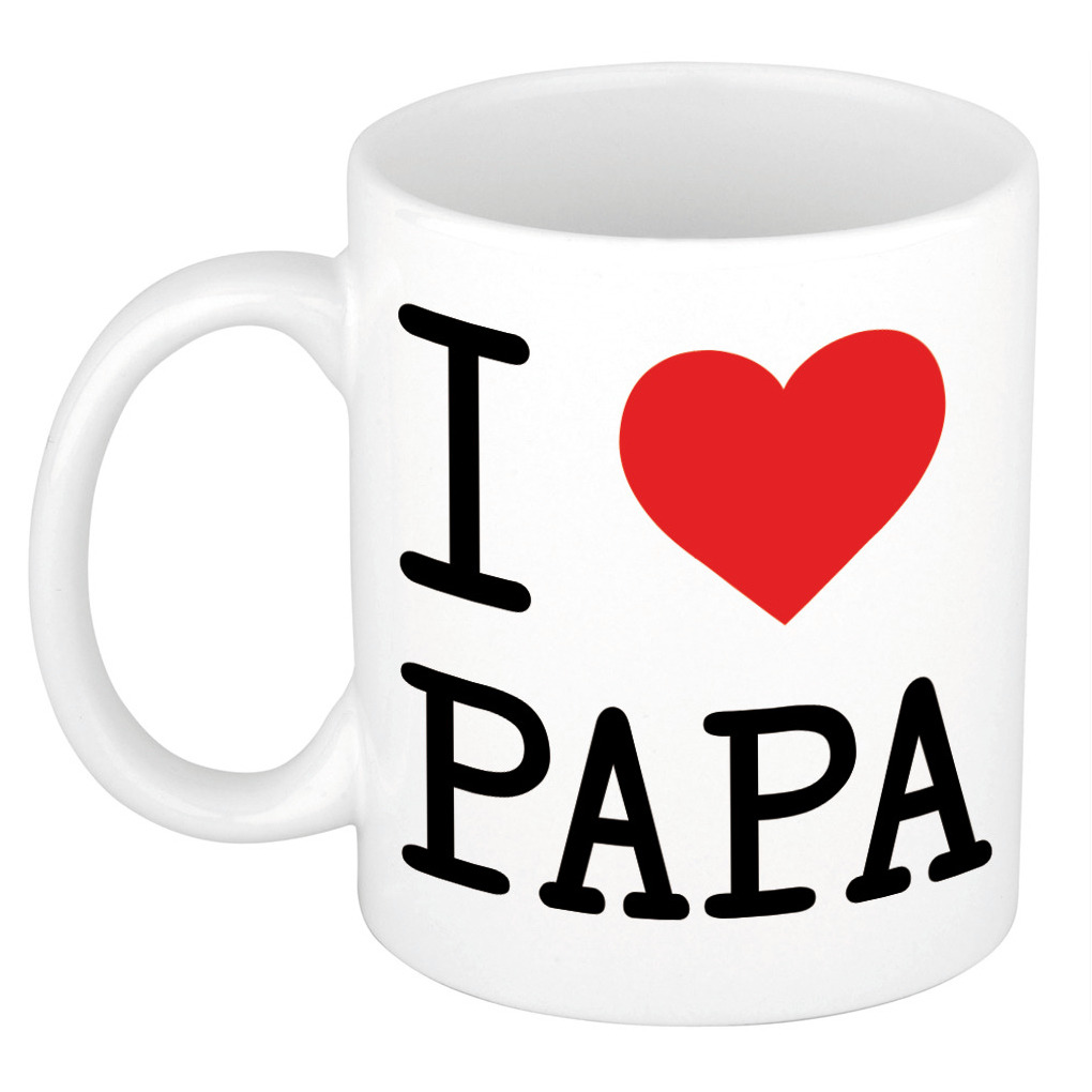 Cadeau I love papa kado koffiemok-beker voor verjaardag-Vaderdag 300 ml