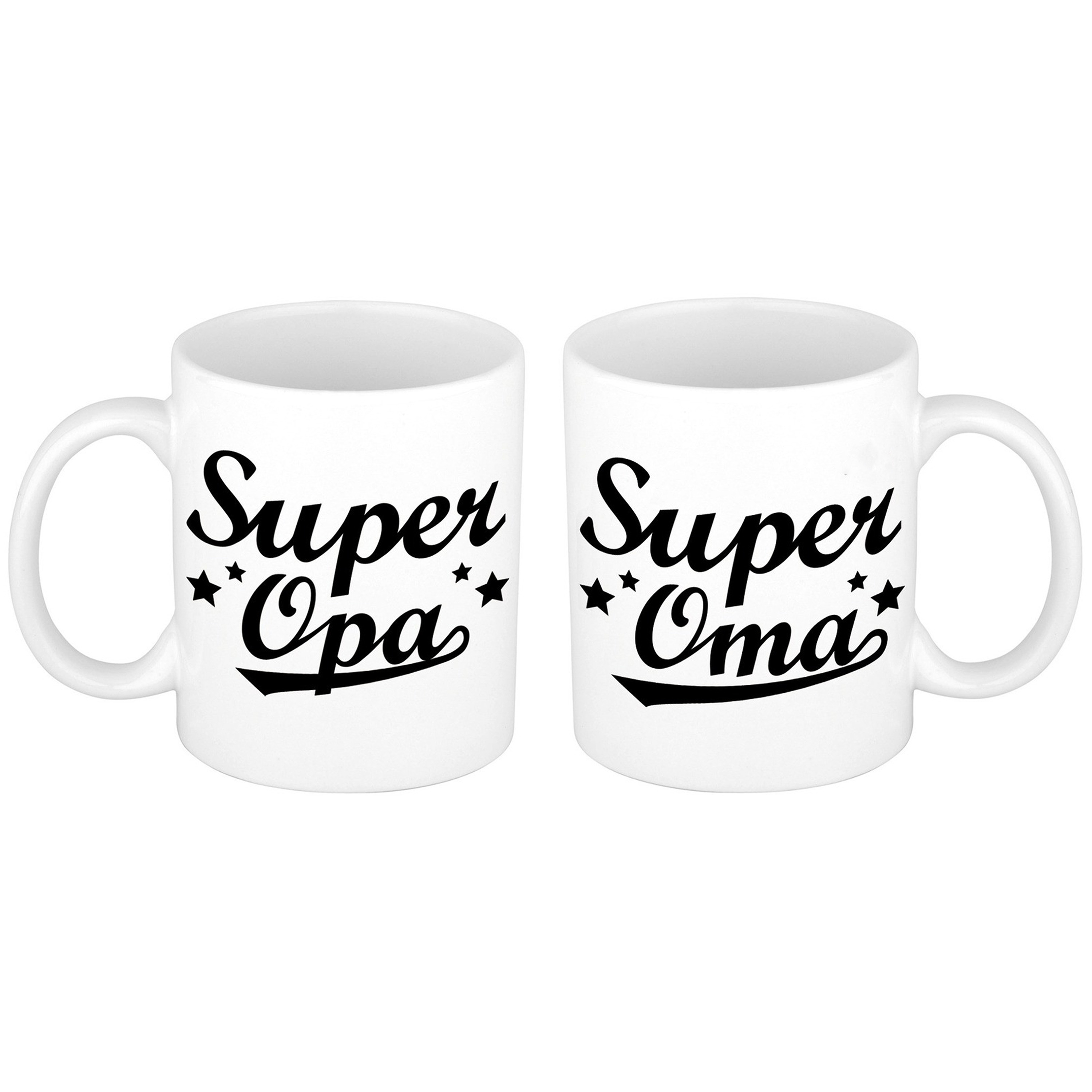 Cadeau set Super oma-opa koffie mokken-bekers wit 300 ml