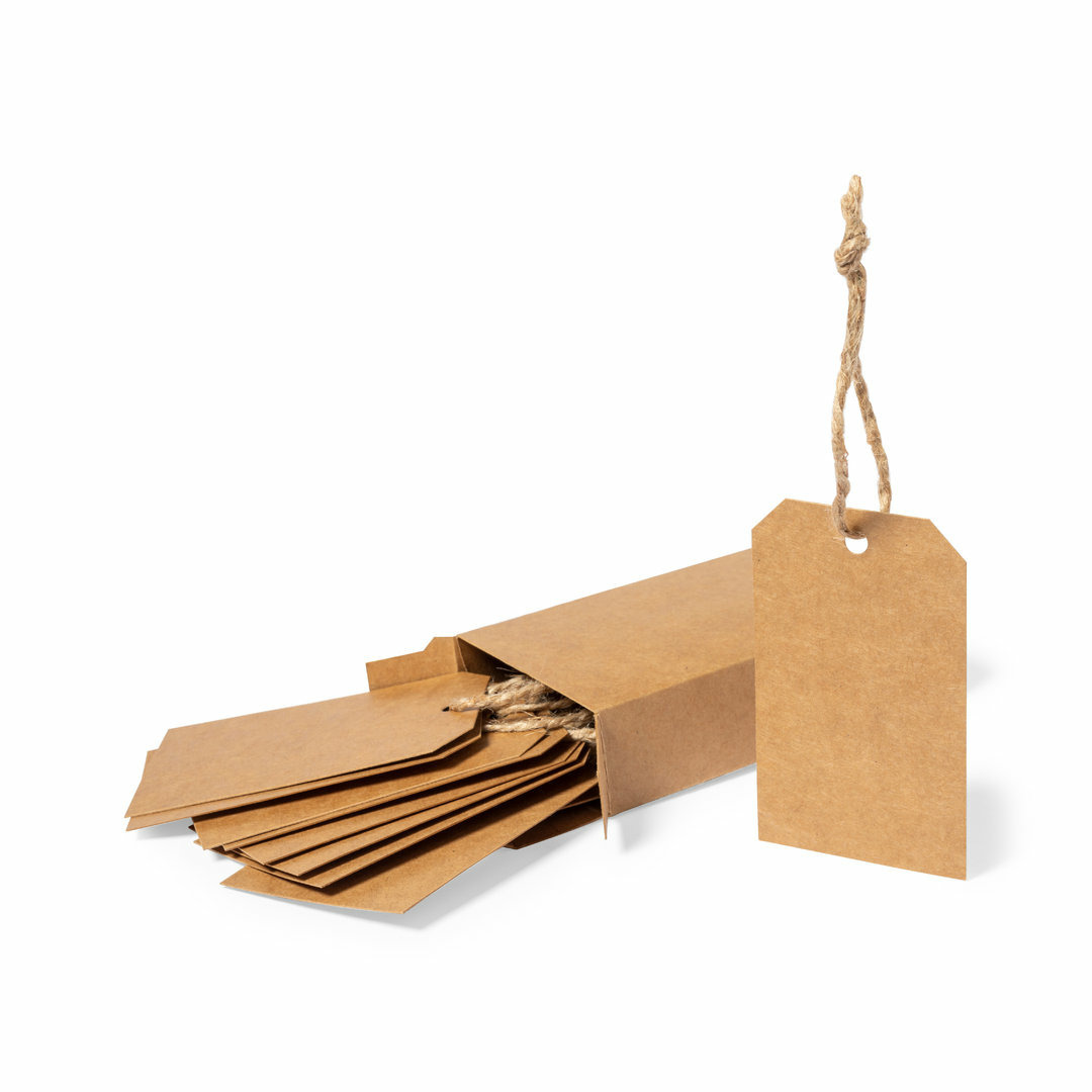 Cadeau tags-labels kraftpapier-karton aan touwtjes 20x stuks 5 x 9 cm