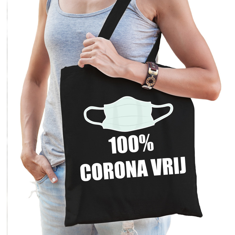 Cadeautas 100 procent corona vrij zwart katoen voor dames
