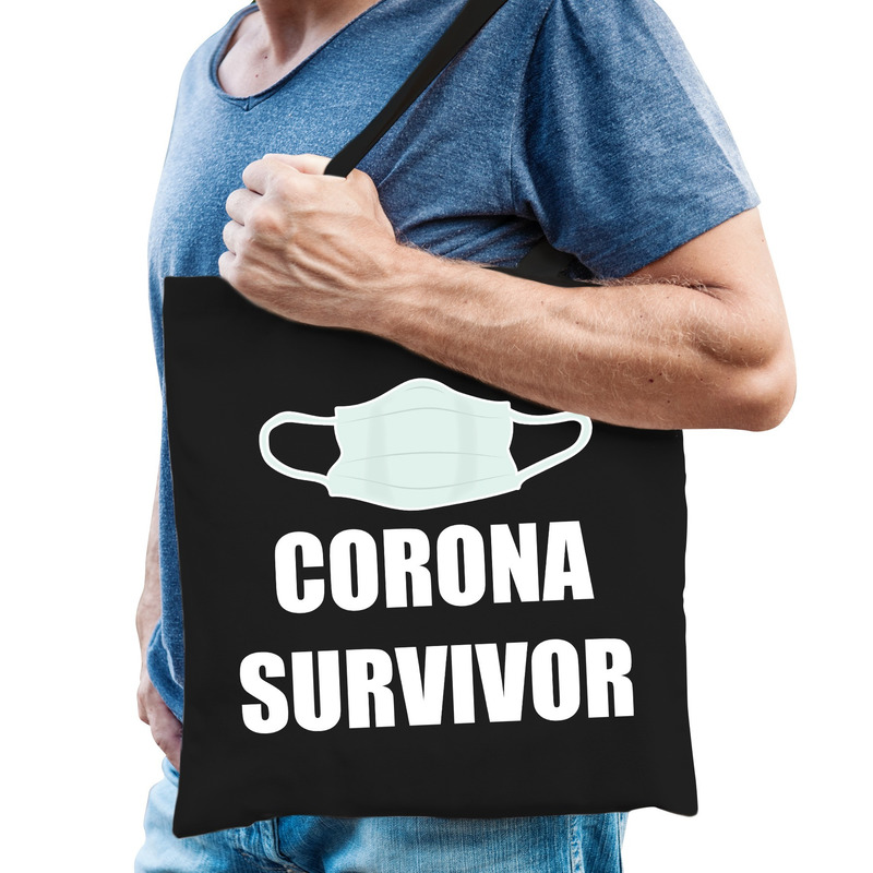 Cadeautas corona survivor zwart katoen voor heren