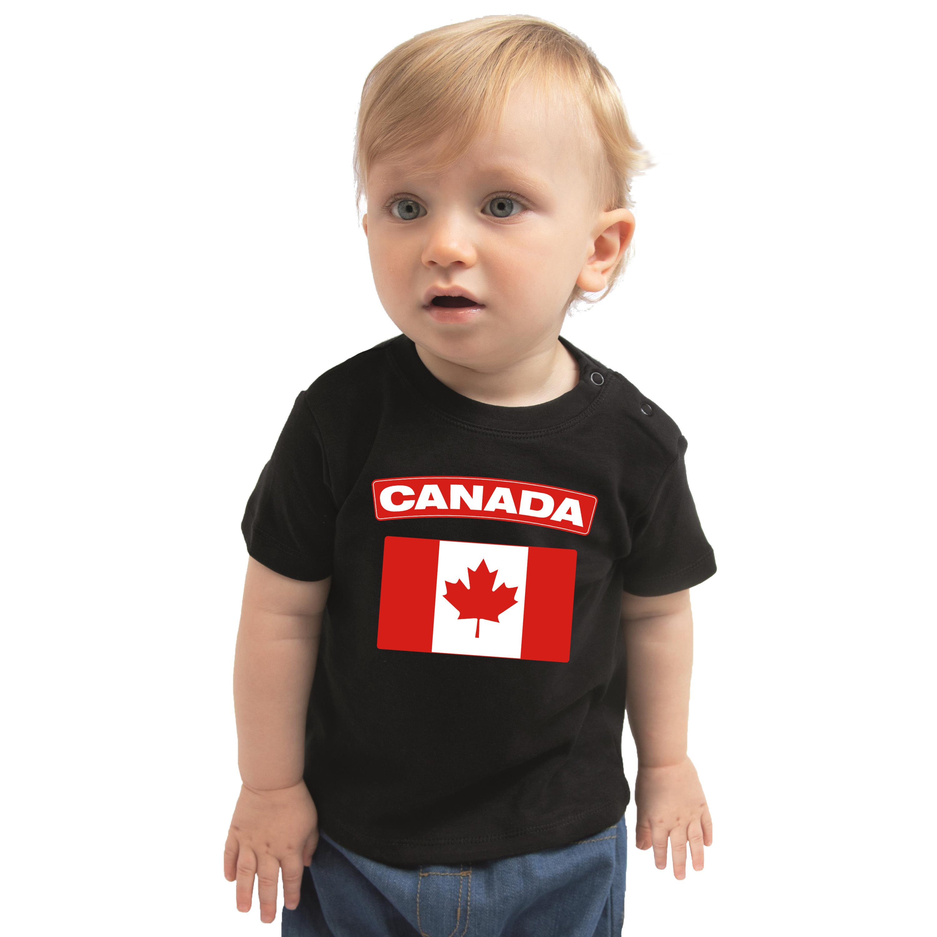 Canada landen shirtje met vlag zwart voor babys