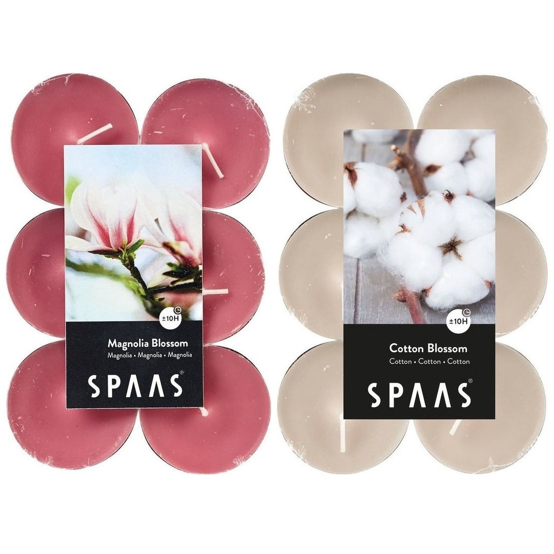 Candles by Spaas geurkaarsen 24x stuks in 2 geuren Blossom Flowers en Magnolia Bloesem