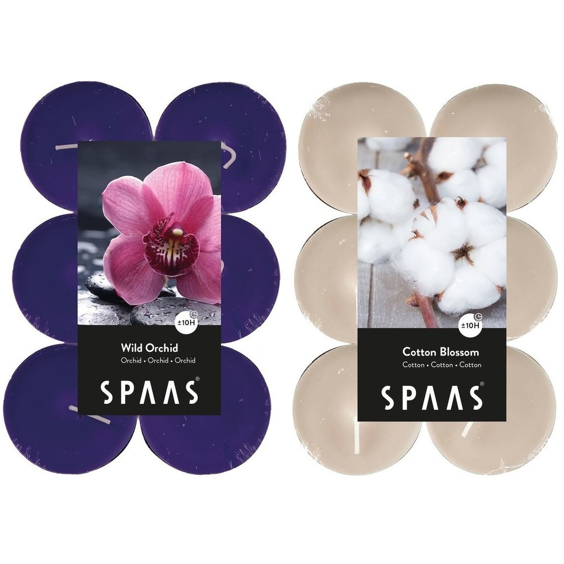 Candles by Spaas geurkaarsen 24x stuks in 2 geuren Blossom Flowers en Wild Orchid