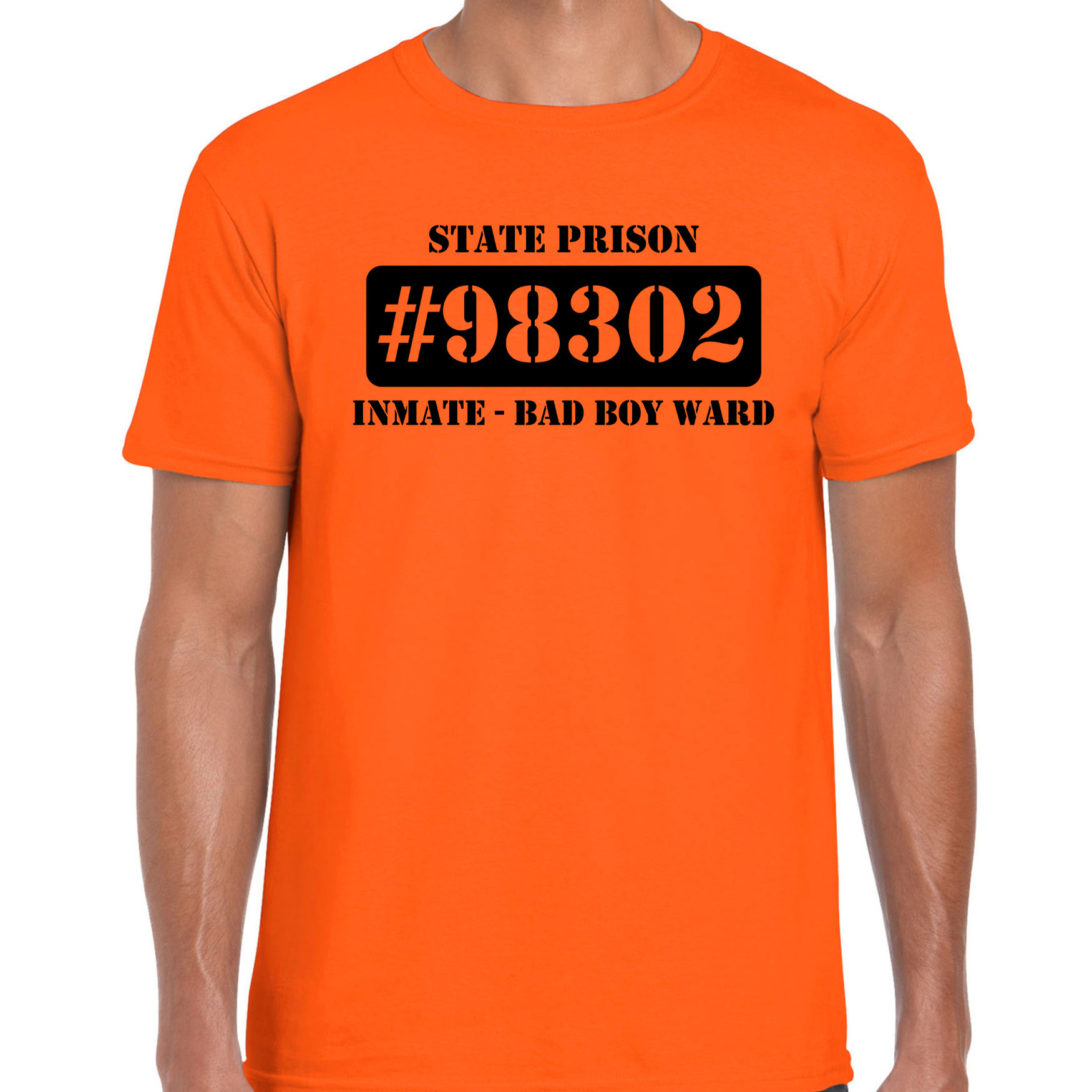 Carnaval boeven-gevangenen t-shirt oranje heren bad boy ward