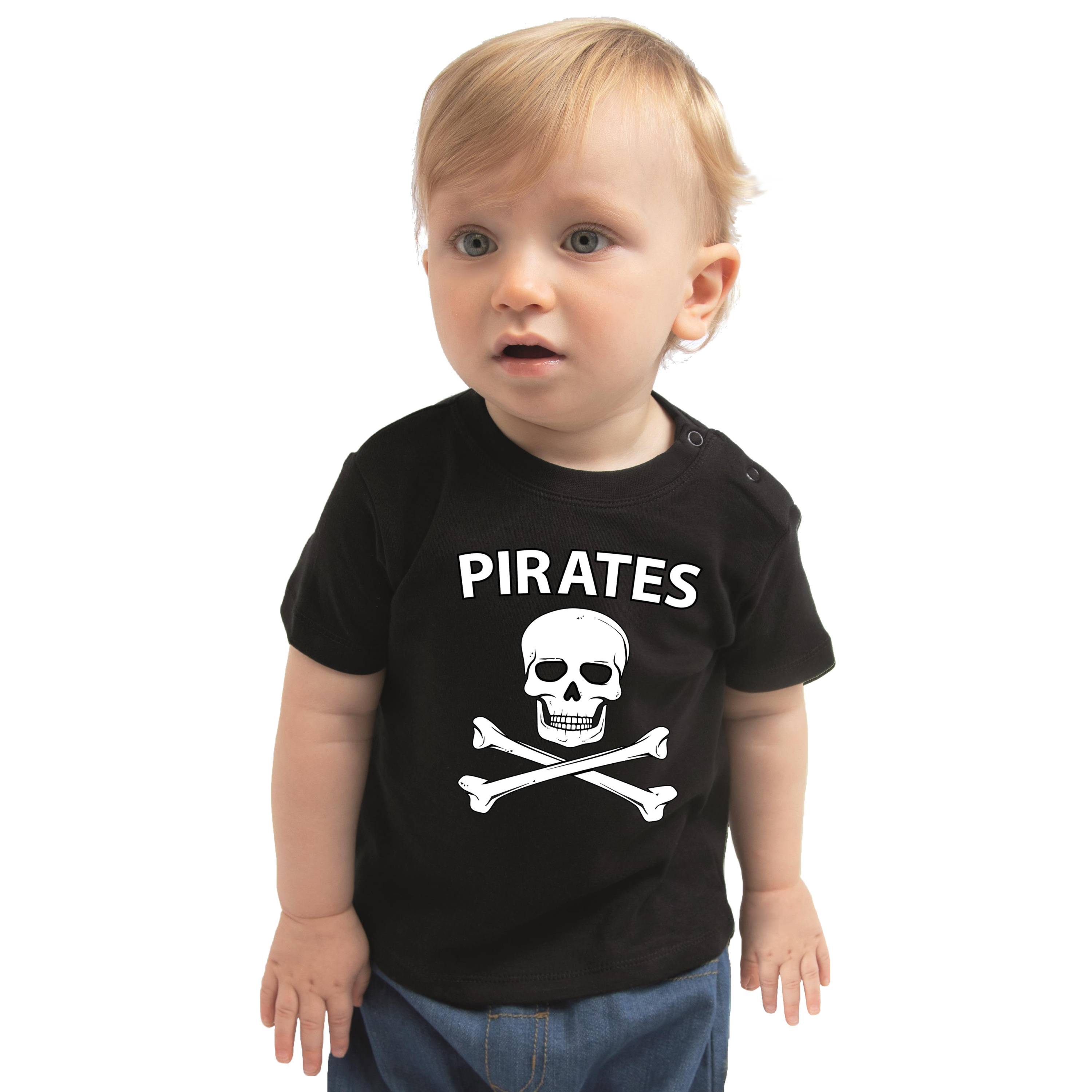 Carnaval piraten t-shirt-kostuum zwart voor baby jongen-meisje