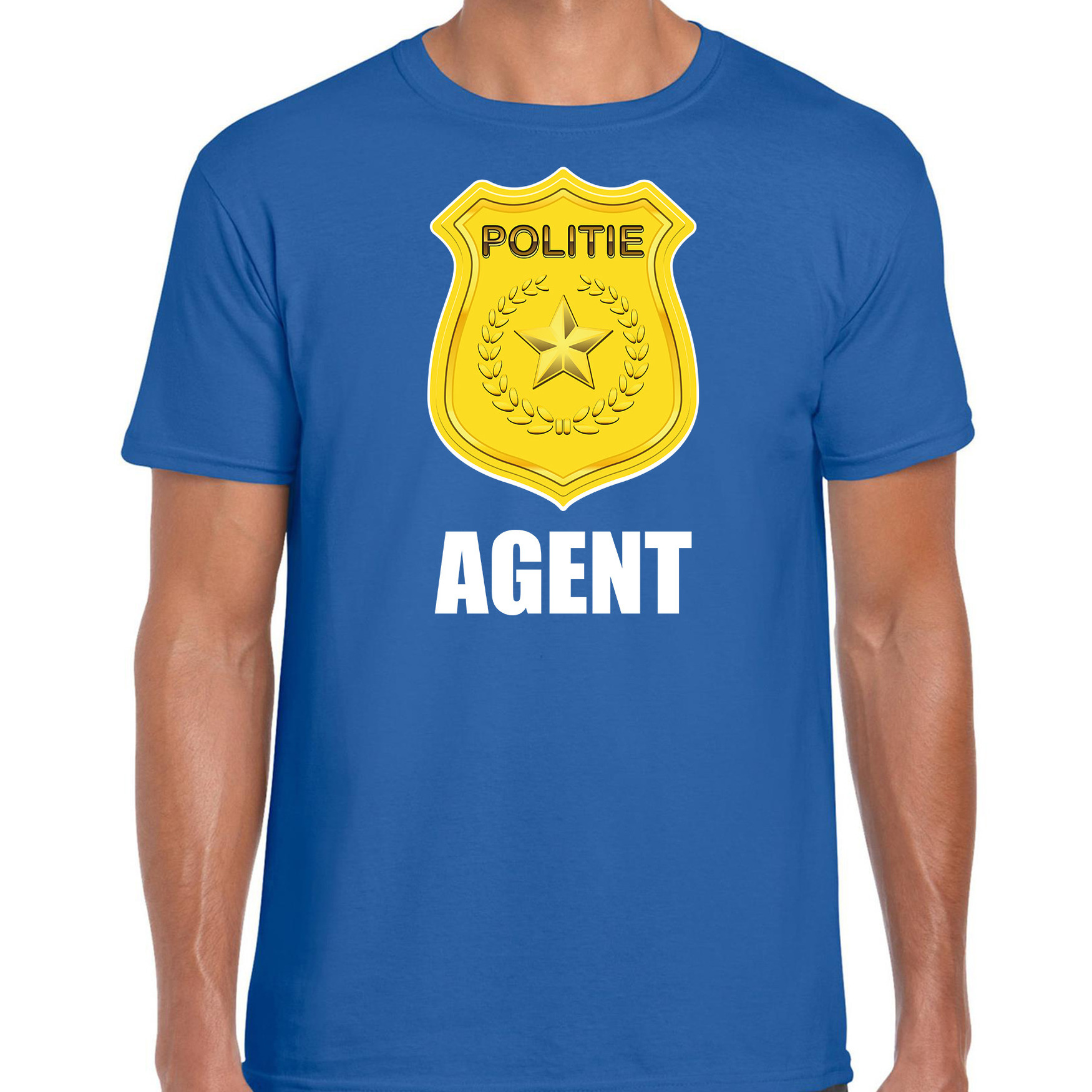 Carnaval shirt-outfit Politie embleem agent blauw voor heren