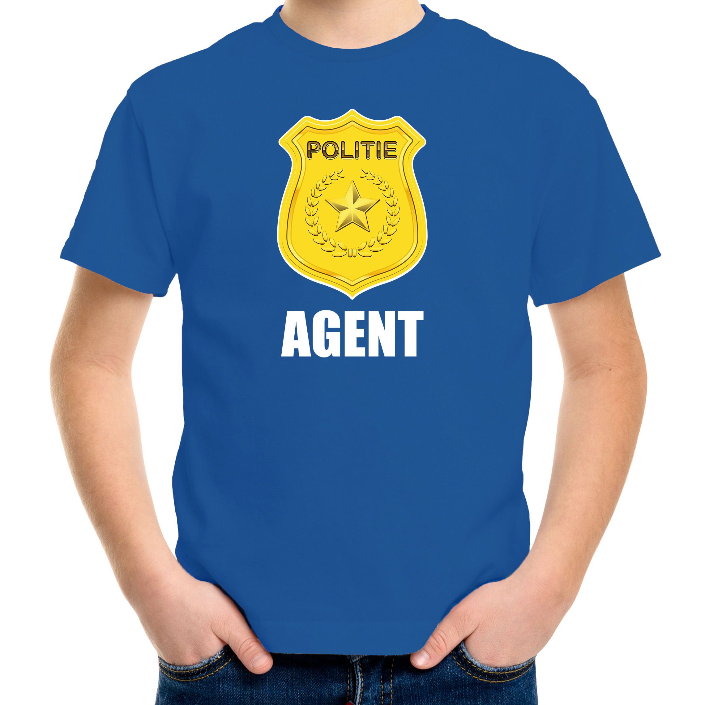 Carnaval shirt-outfit Politie embleem agent blauw voor kinderen