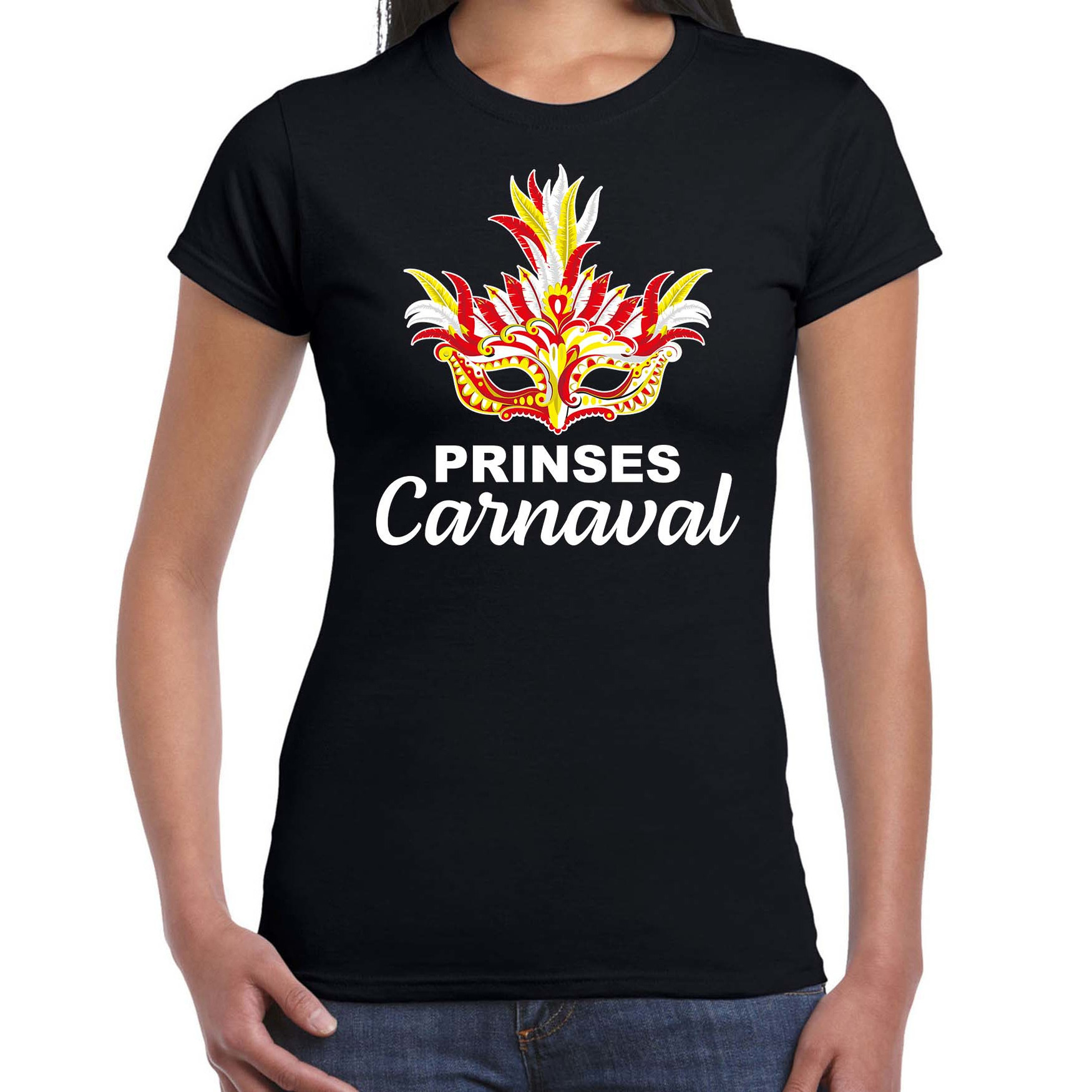 Carnaval t-shirt prinses carnaval-Brabant zwart voor dames carnaval fun t-shirt