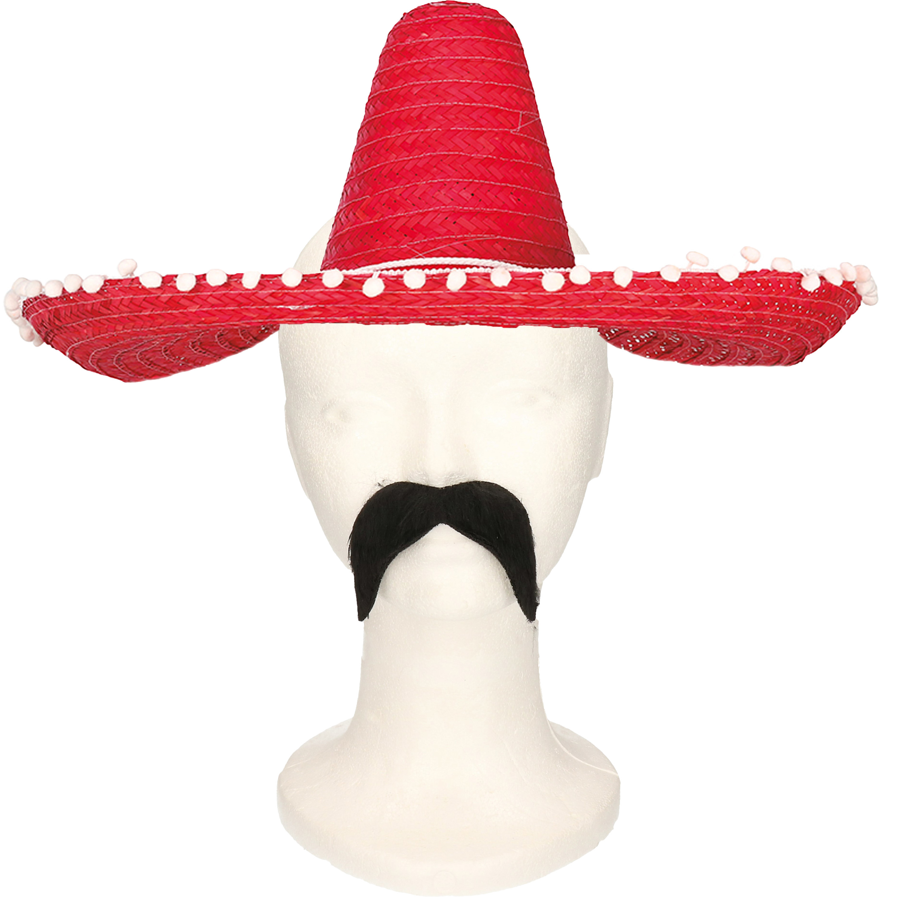 Carnaval verkleed set Gringo Mexicaanse sombrero hoed rood met Western thema plaksnor