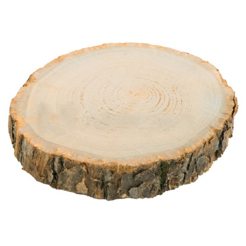 Chaks Kaarsenplateau boomschijf met schors hout D26 x H4 cm rond