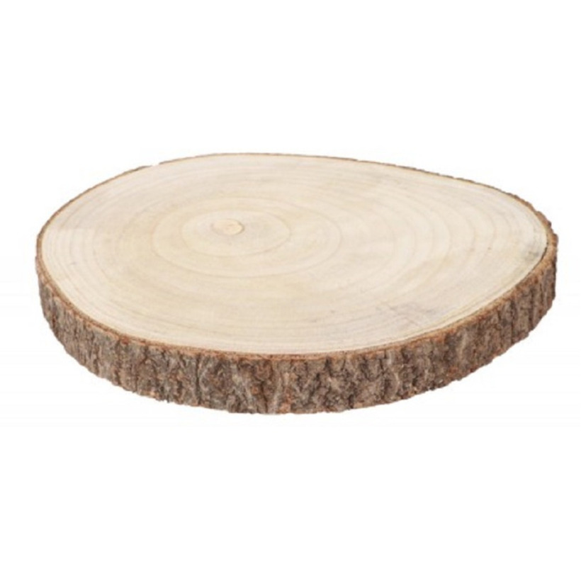 Chaks Kaarsenplateau boomschijf met schors hout D34 x H4 cm rond