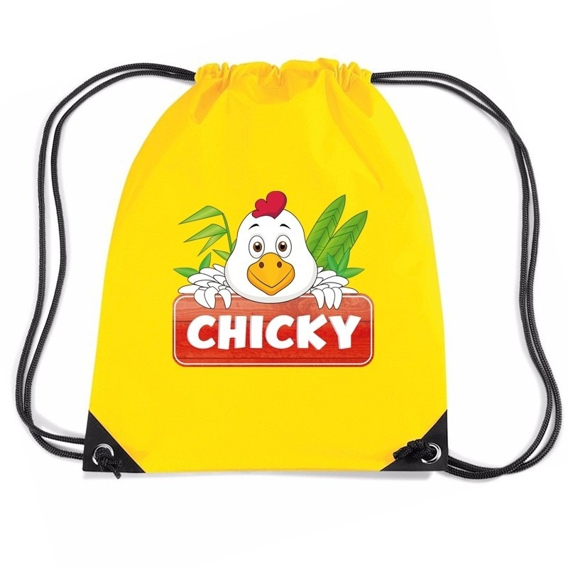Chicky de Kip trekkoord rugzak-gymtas geel voor kinderen