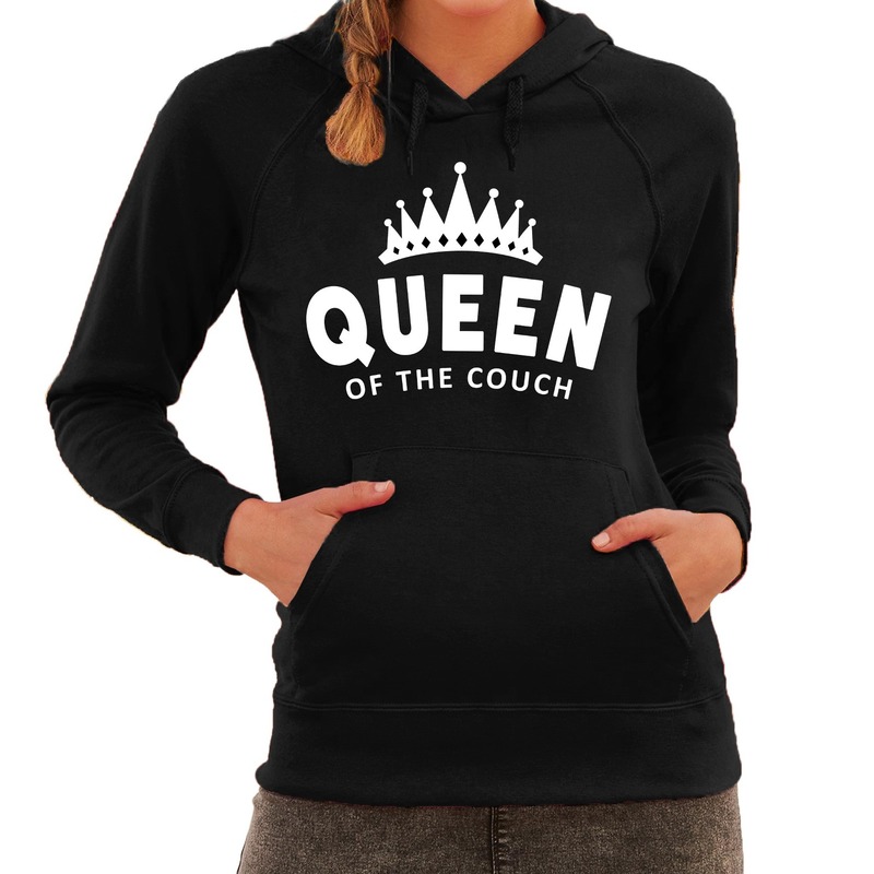Chillen-bankhangen hoodie Queen of the couch hoodie zwart voor dames