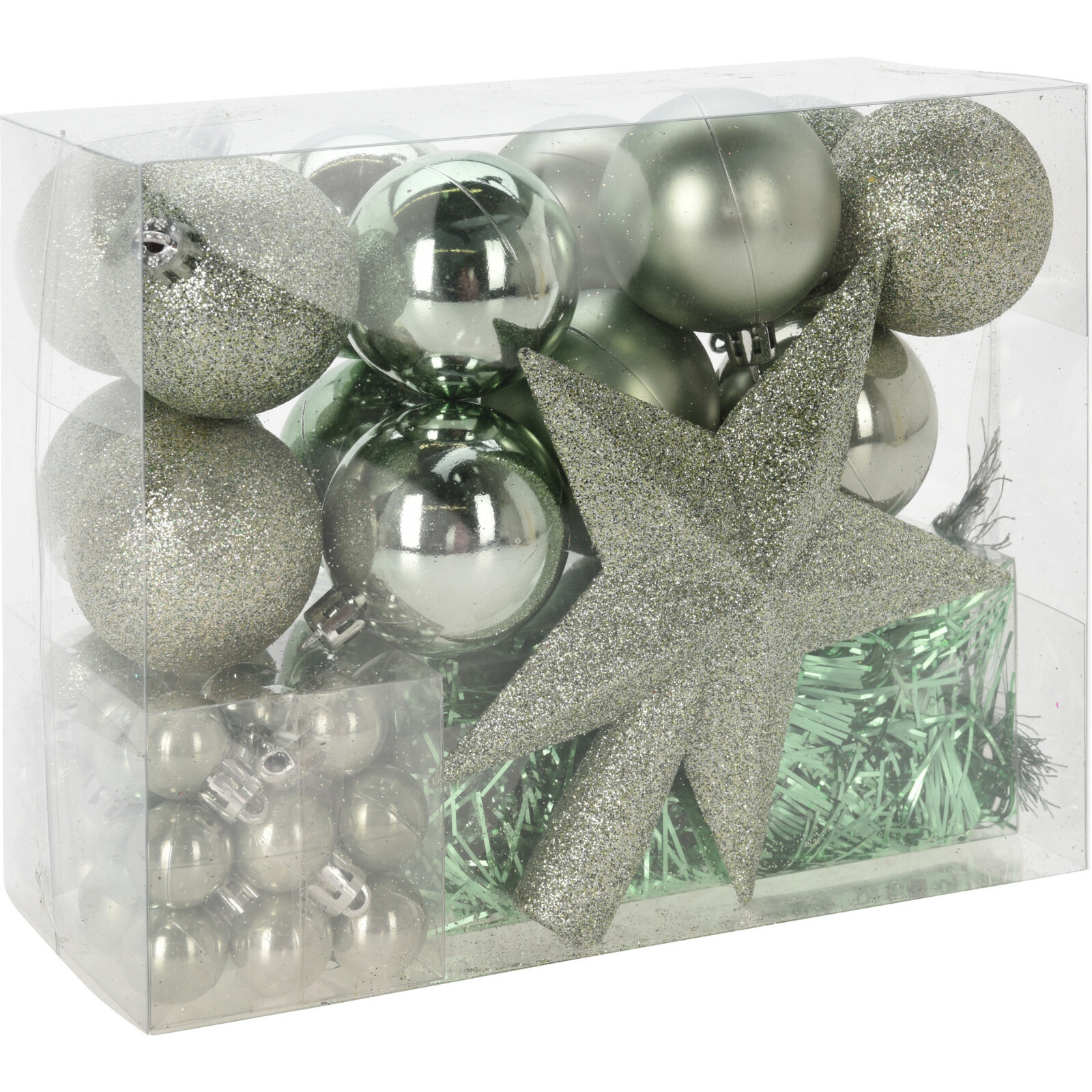 Christmas Decorations kerstballen set 54-dlg mint groen voor kleine boom
