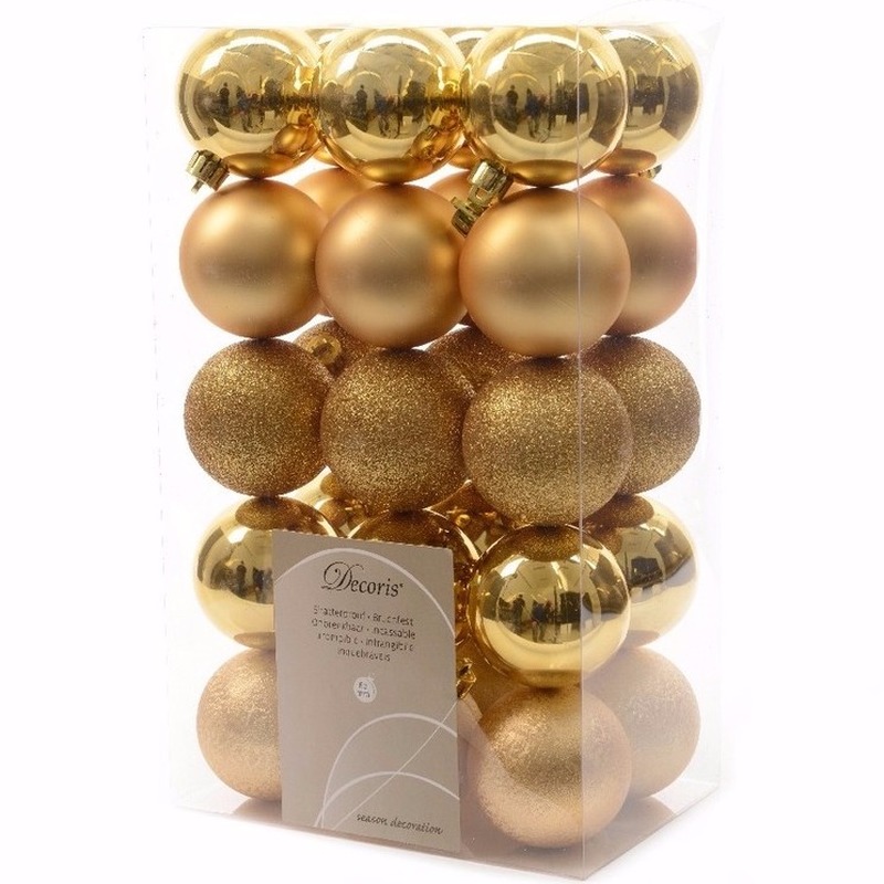 Christmas Gold kerstboom decoratie kerstballen 6 cm goud 30 stuks