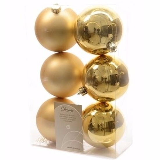 Christmas Gold kerstboom decoratie kerstballen goud 6 stuks