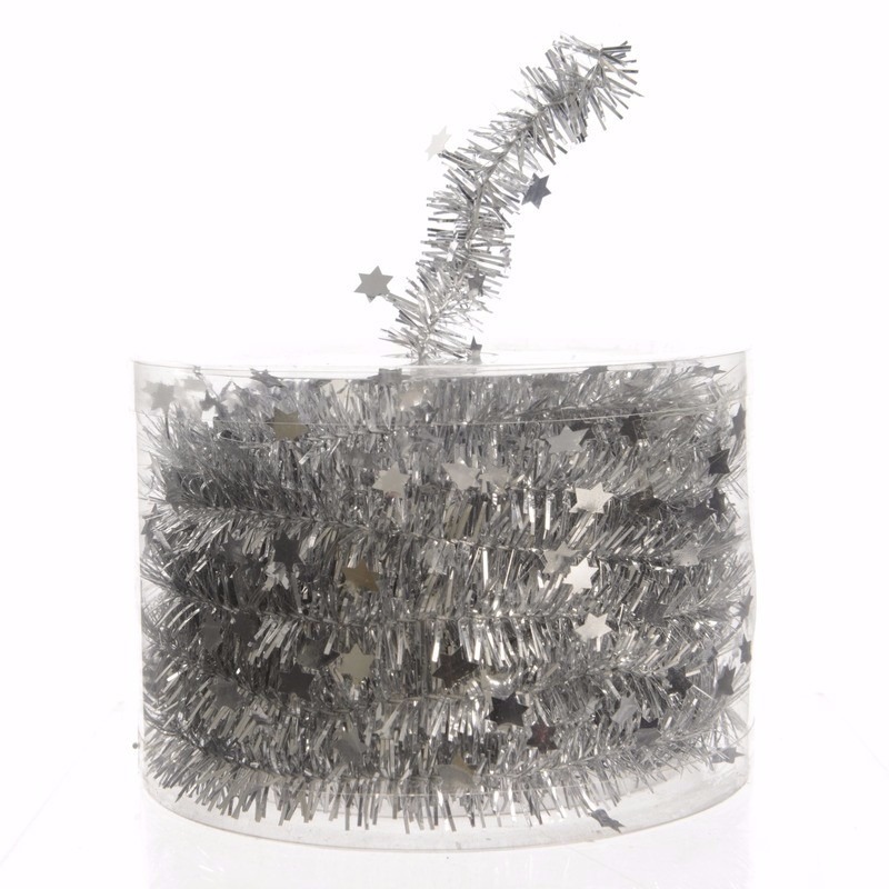 Christmas Silver kerstboom decoratie sterren slinger zilver 700 cm